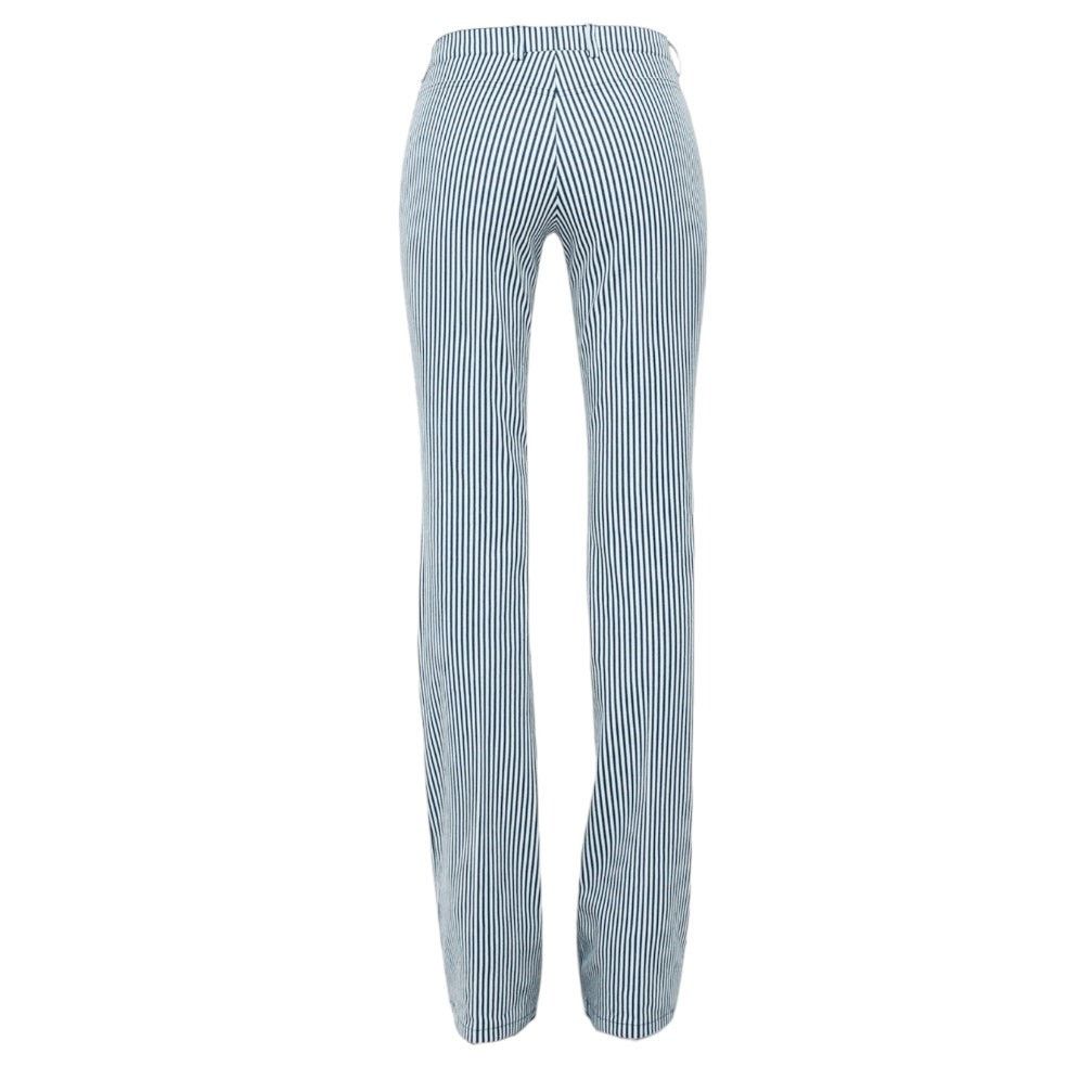 Akris Akris Punto Striped Blue/White Faye Boot-Cut Pants | Size 6 Size 28" / US 6 / IT 42 - 3 Thumbnail
