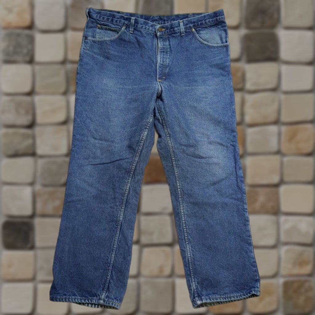 Vintage VINTAGE OshKosh Jeans Mens 44x30 Red Flannel Lined Blue Denim Straight Leg 90s Pants - Shirt? Size US 44 / EU 60 - 1 Thumbnail