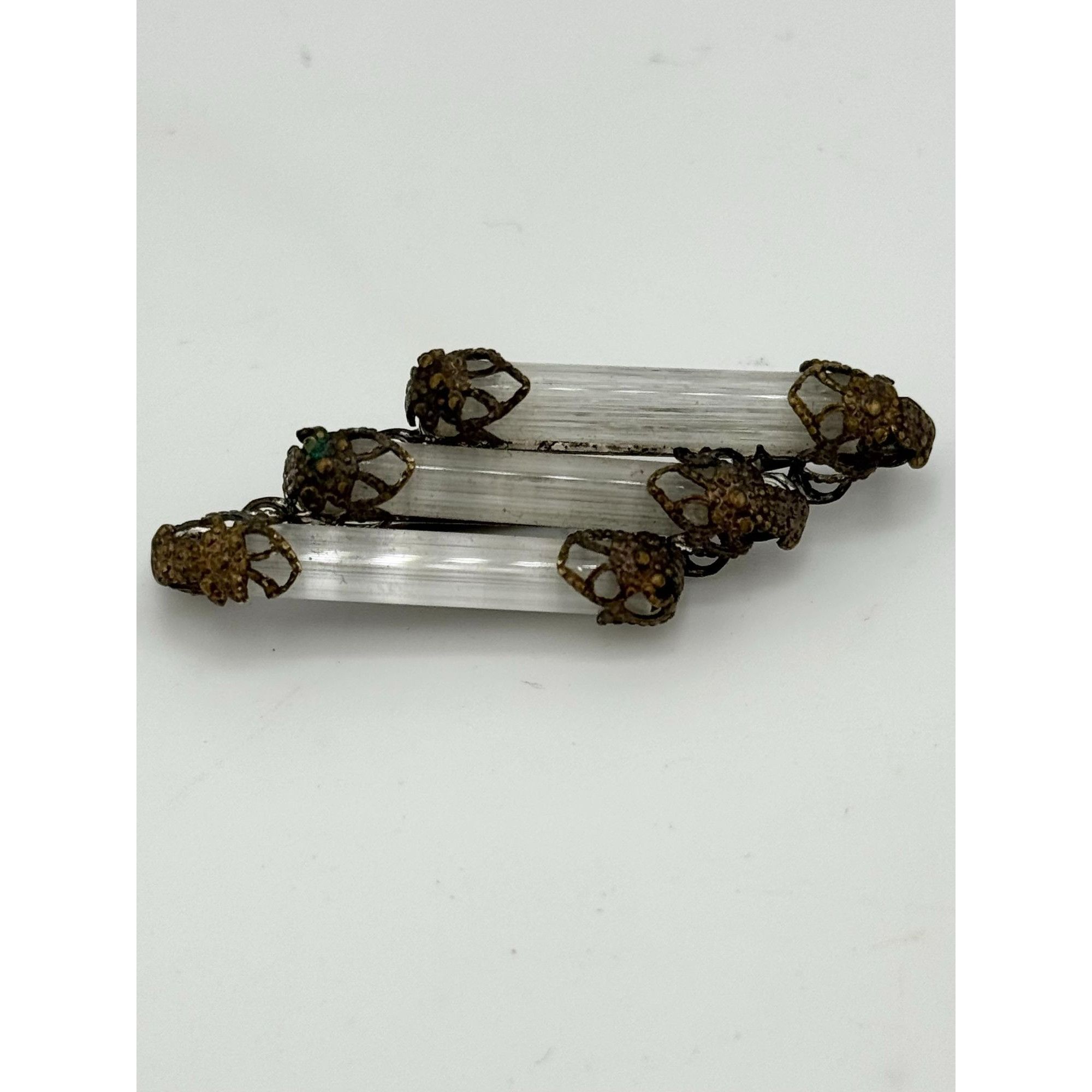 Vintage Vintage crystal glass filigree brooch pin Size ONE SIZE - 3 Thumbnail