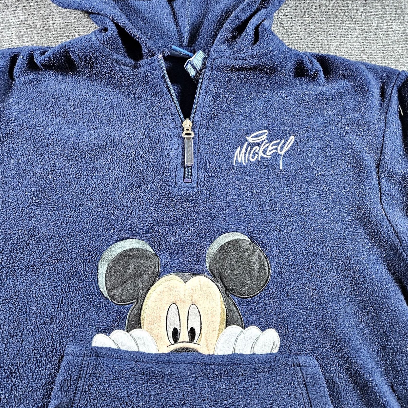 Disney Disney Mickey Mouse Hoodie Mens S Blue Fleece 1/4 Zip Kangaroo Pocket 90s Size US S / EU 44-46 / 1 - 2 Thumbnail