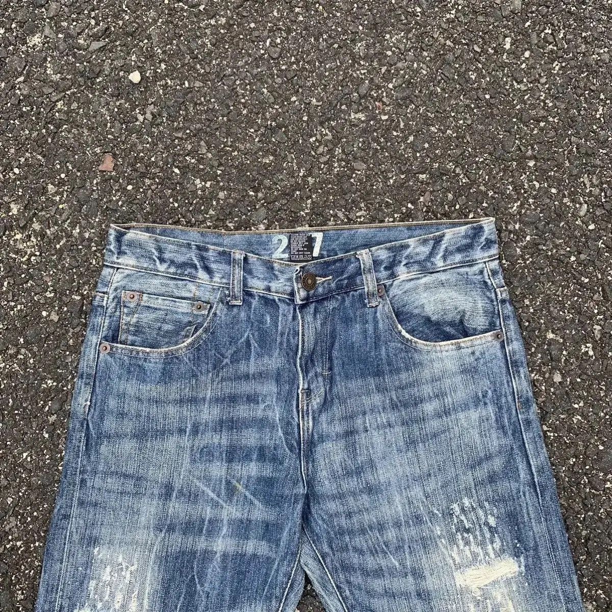 Japanese Brand Snuff Jeans W32 L33 Storm Fading Denim Pants Nice Design Size US 32 / EU 48 - 3 Thumbnail