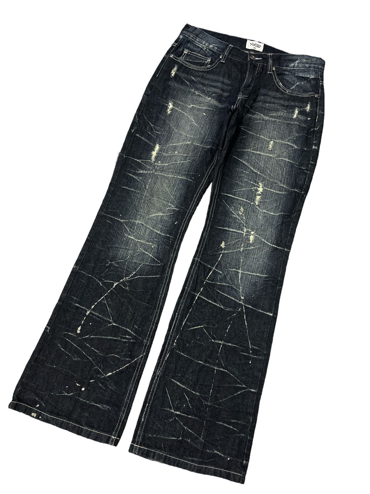 If Six Was Nine × Japanese Brand FLARED💥NYLAUS SPLATER RIPPED DISTRESSED DENIM PANT Size US 32 / EU 48 - 5 Thumbnail