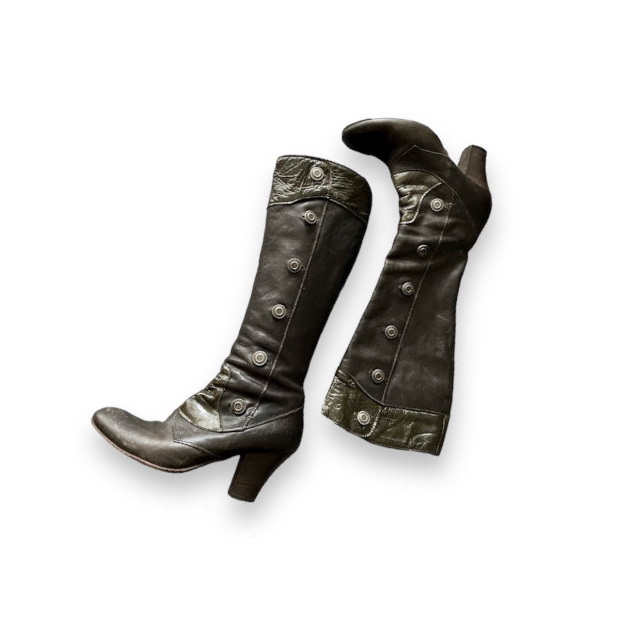 image of Avant Garde x Moma Vintage Boots From The Iconic Italian Brand Moma in Bottle Green, Women's (Size 