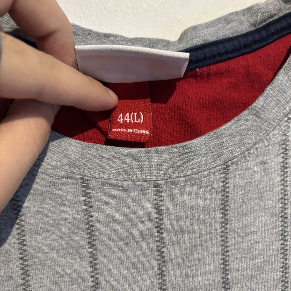 MLB × Mitchell & Ness Boston Red Sox Vintage Striped Gray T Shirt Size US L / EU 52-54 / 3 - 9 Thumbnail