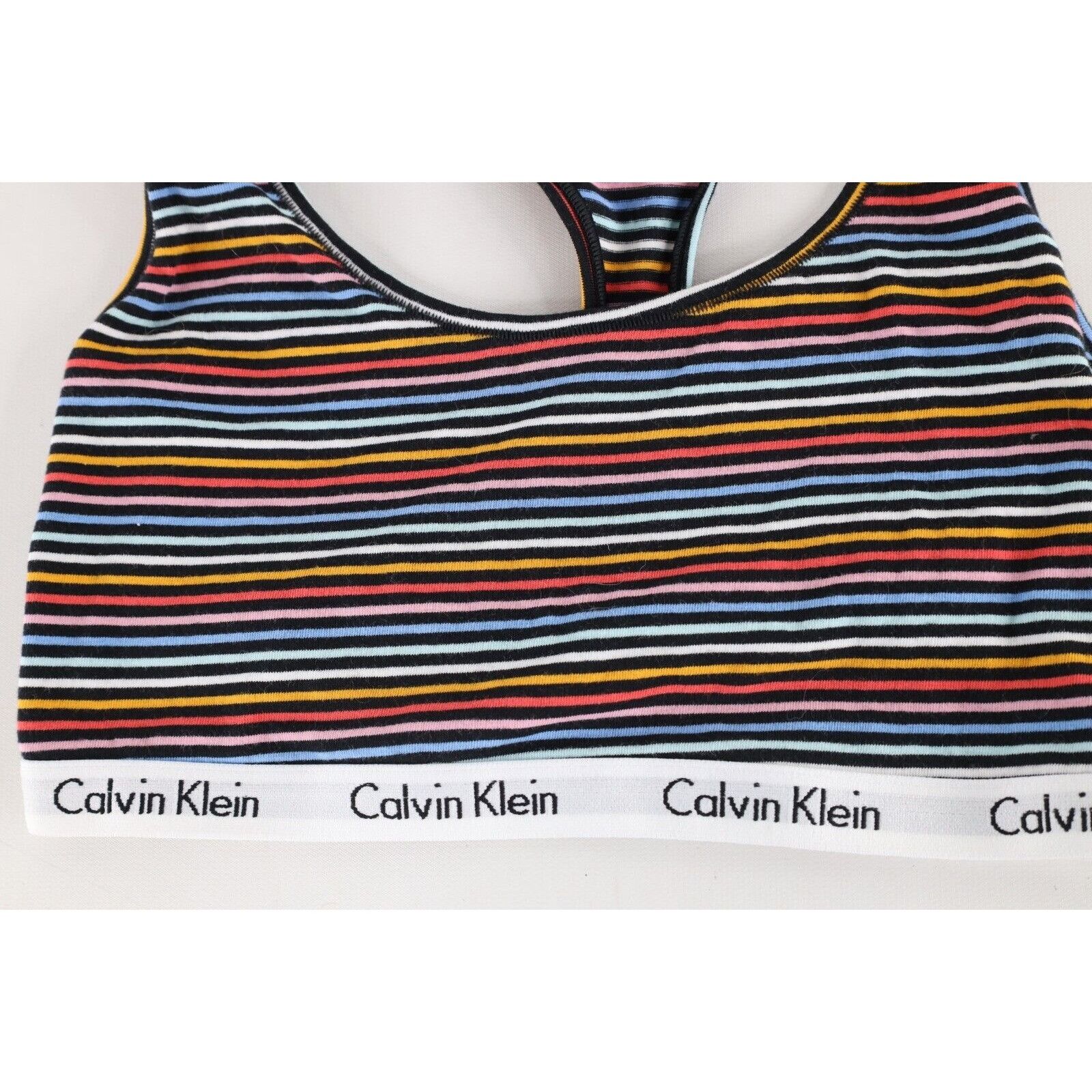Calvin Klein × Vintage Deadstock Vintage Y2k Calvin Klein Rainbow Striped Bralette Size ONE SIZE - 2 Thumbnail
