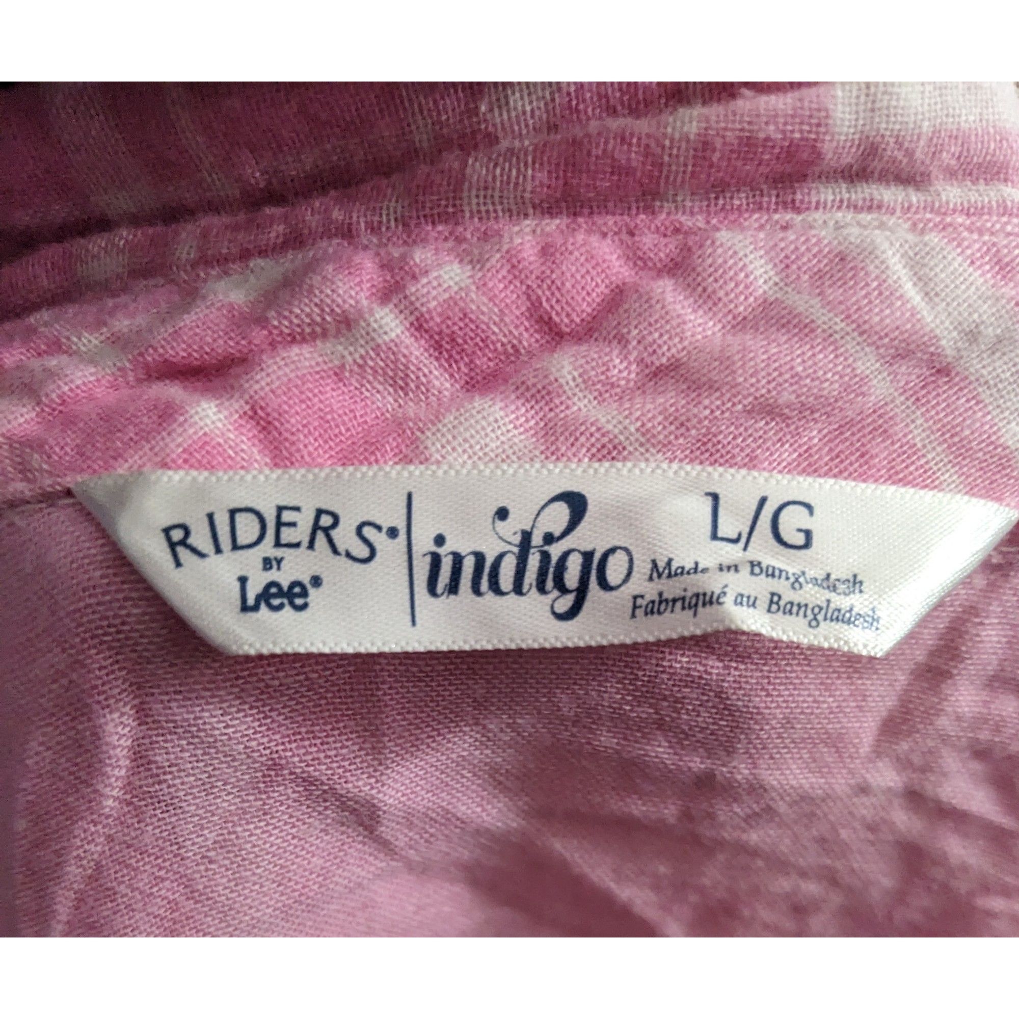Lee Riders By Lee Indigo Pink And White Plaid Button Top Size L / US 10 / IT 46 - 6 Thumbnail