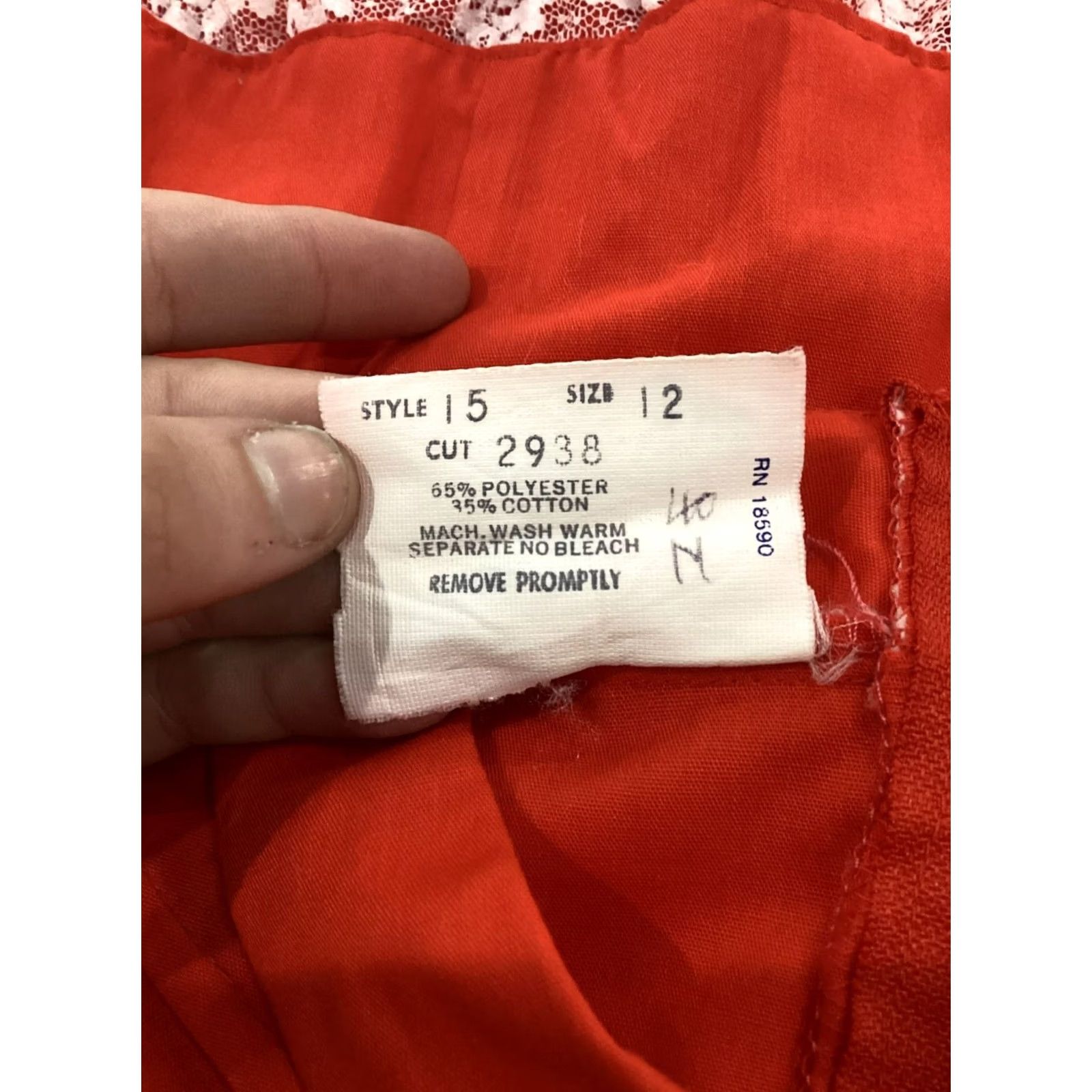 Vintage VINTAGE Jeri Bee Dress Womens 12 Red M/L Lace Zipper Closure Button Detail Party Like New Size M / US 6-8 / IT 42-44 - 5 Thumbnail