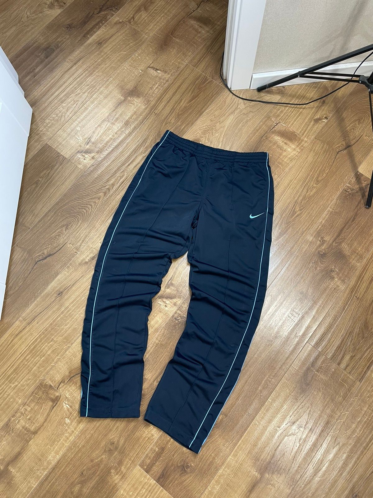 Pre-owned Nike X Vintage Nike Y2k Style 90's Drill Blue Sweatpants Pants