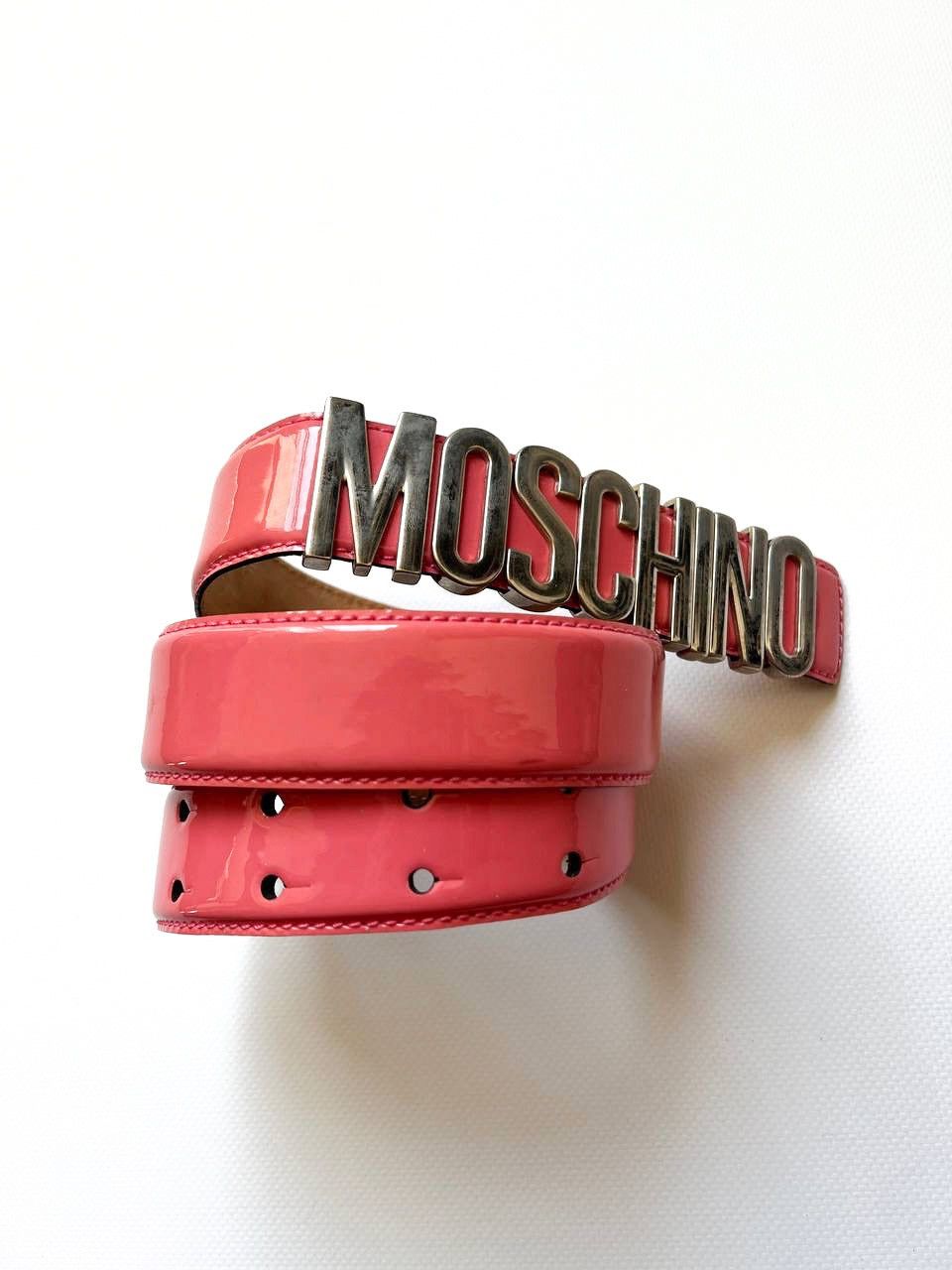 Japanese Brand × Moschino × Vintage Vintage Moschino pink leather metal logo belt y2k Japanese Size ONE SIZE - 2 Thumbnail