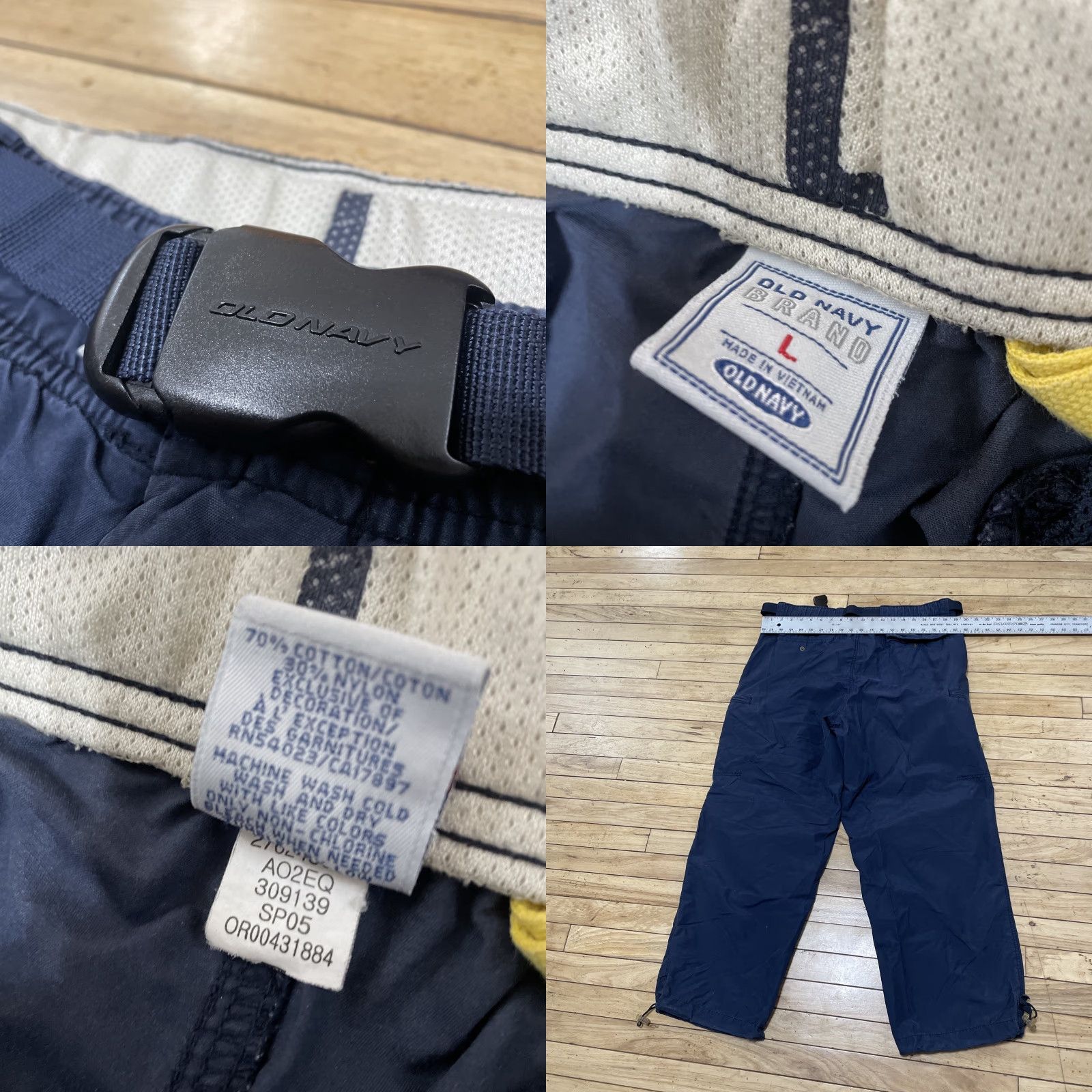 Old Navy VINTAGE Old Navy Brand vtg Y2k Cargo Pants Men L Baggy Paratrooper Navy Blue Belted Zip Pockets Tech 38x29 Size US 33 - 8 Thumbnail