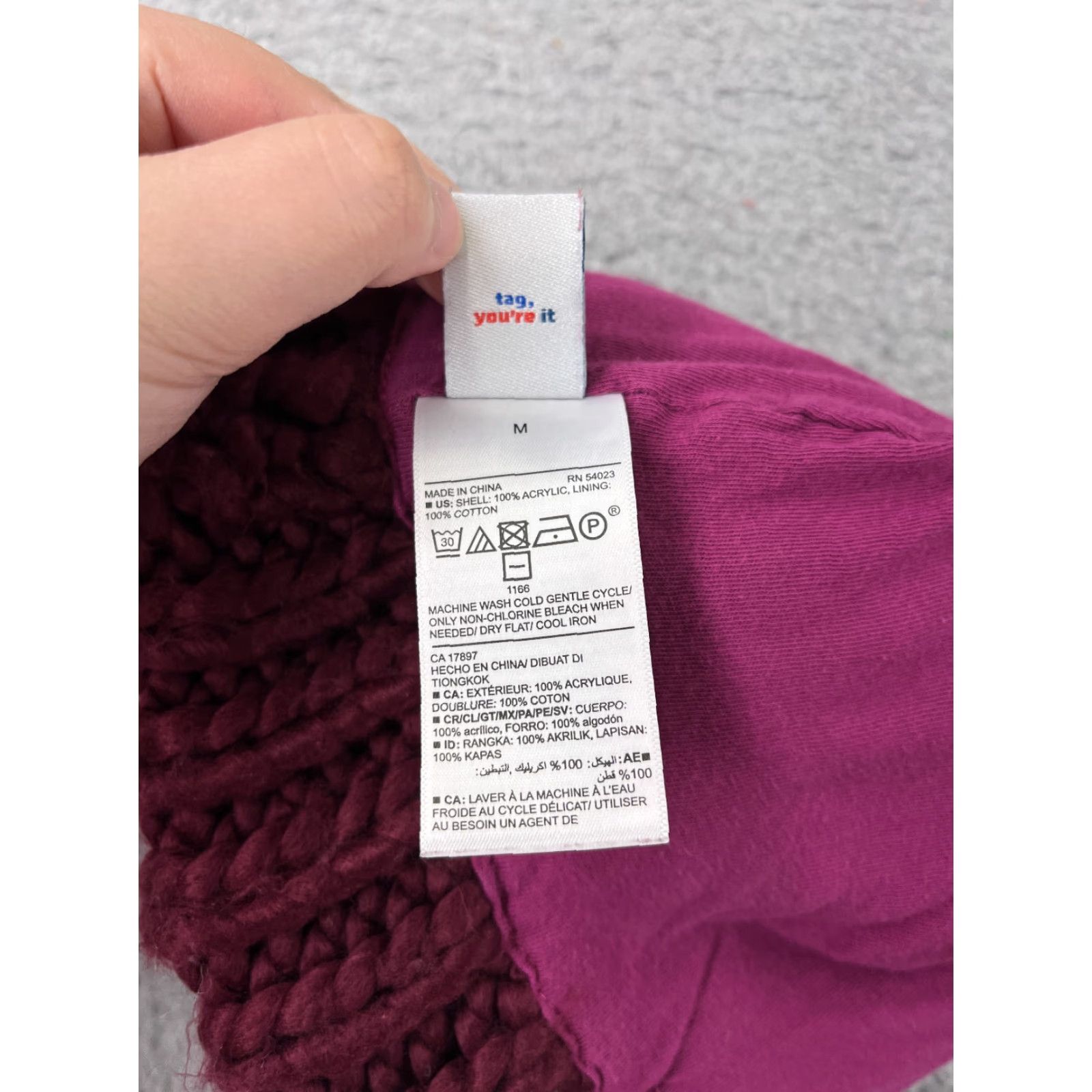 Old Navy Old Navy Beanie Hat Womens M Purple Knit Acrylic Cotton Lined Pom Beanie? Size ONE SIZE - 8 Thumbnail
