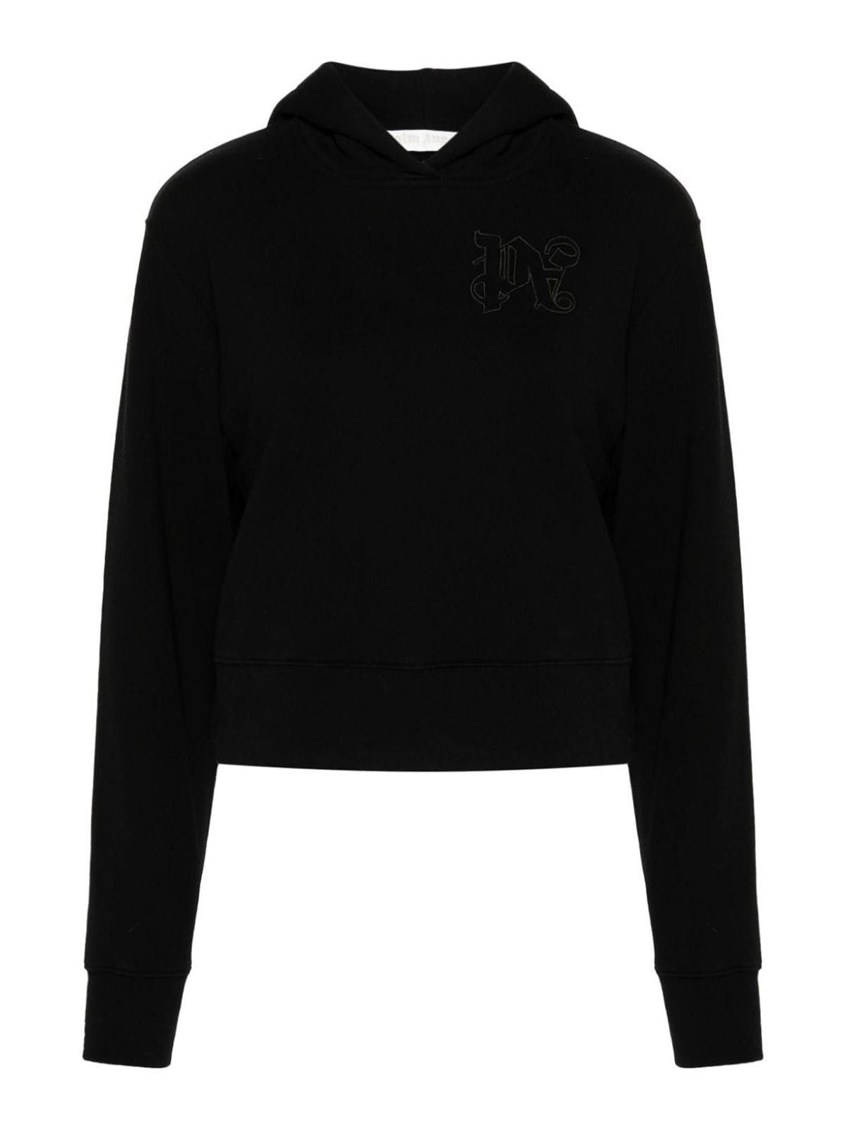 Palm Angels o1s22i1n0824 Monogram Cropped Hoodie in Black Size XS / US 0-2 / IT 36-38 - 1 Thumbnail
