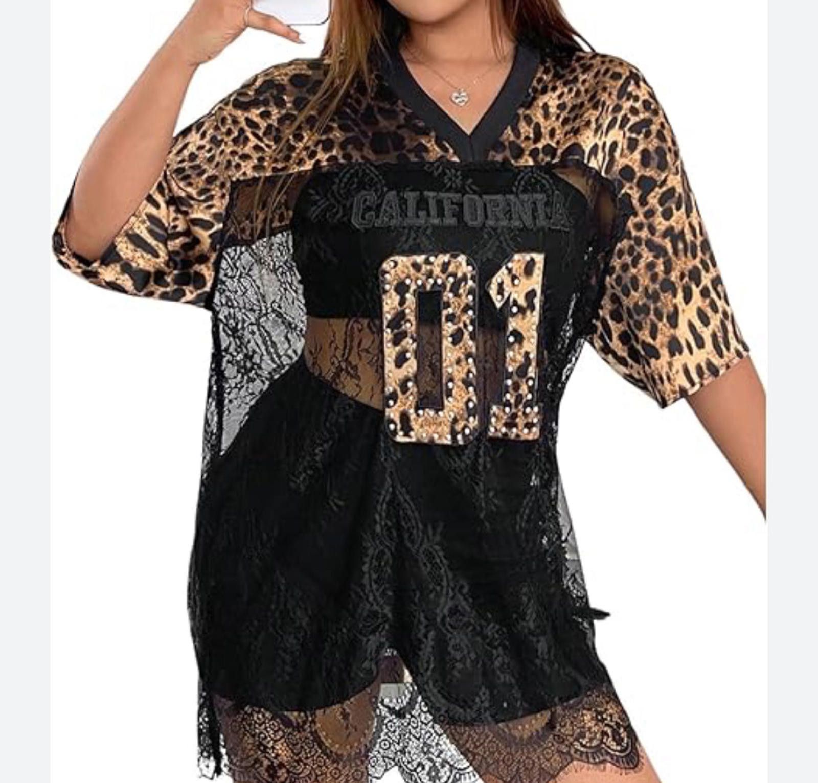 Other Authentic or California Edge Numbered Lace Sporty Jersey Top Size ONE SIZE - 6 Thumbnail