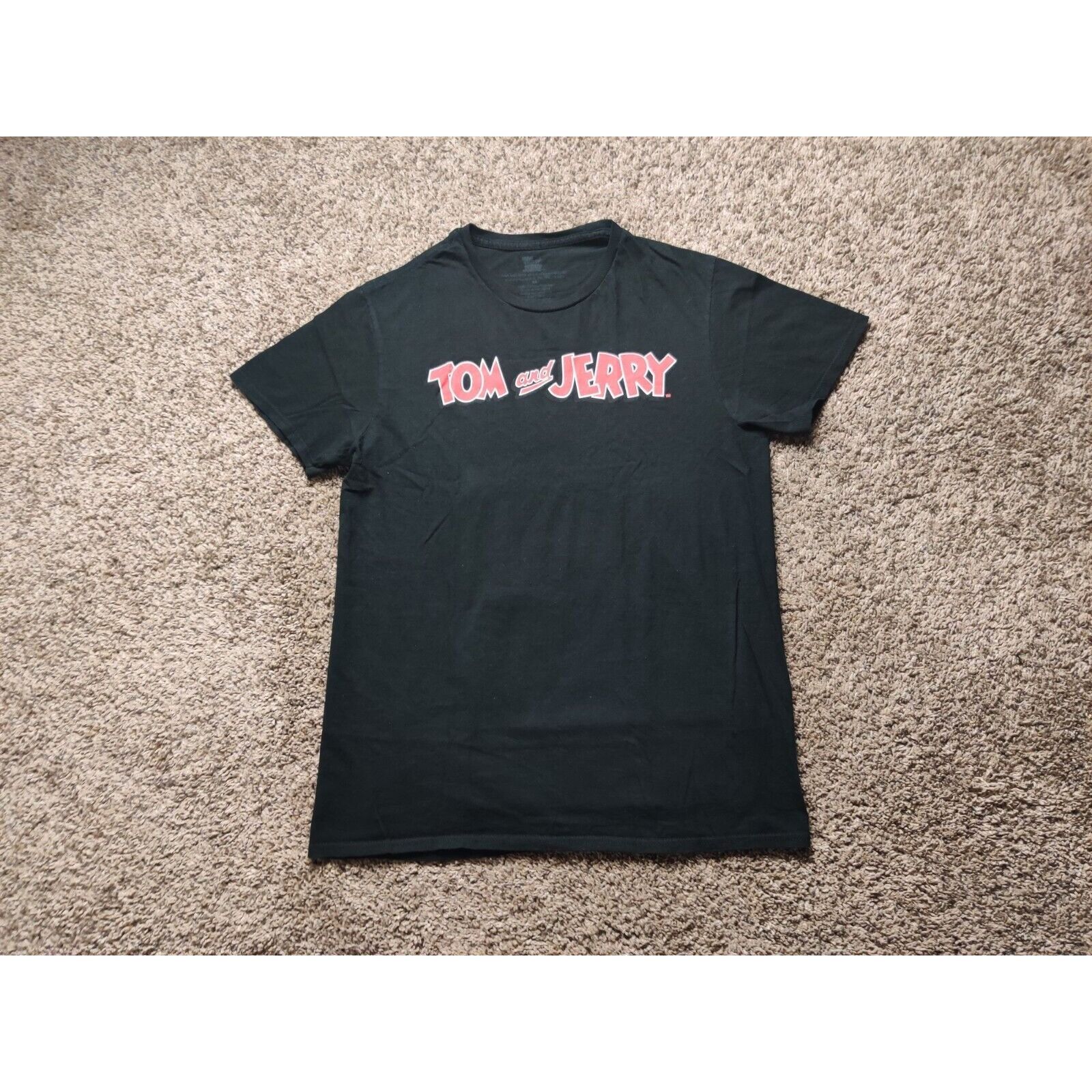 Cartoon Network Tom and Jerry Shirt Adult Mens Medium Black Red Spell Out Size US M / EU 48-50 / 2 - 1 Thumbnail