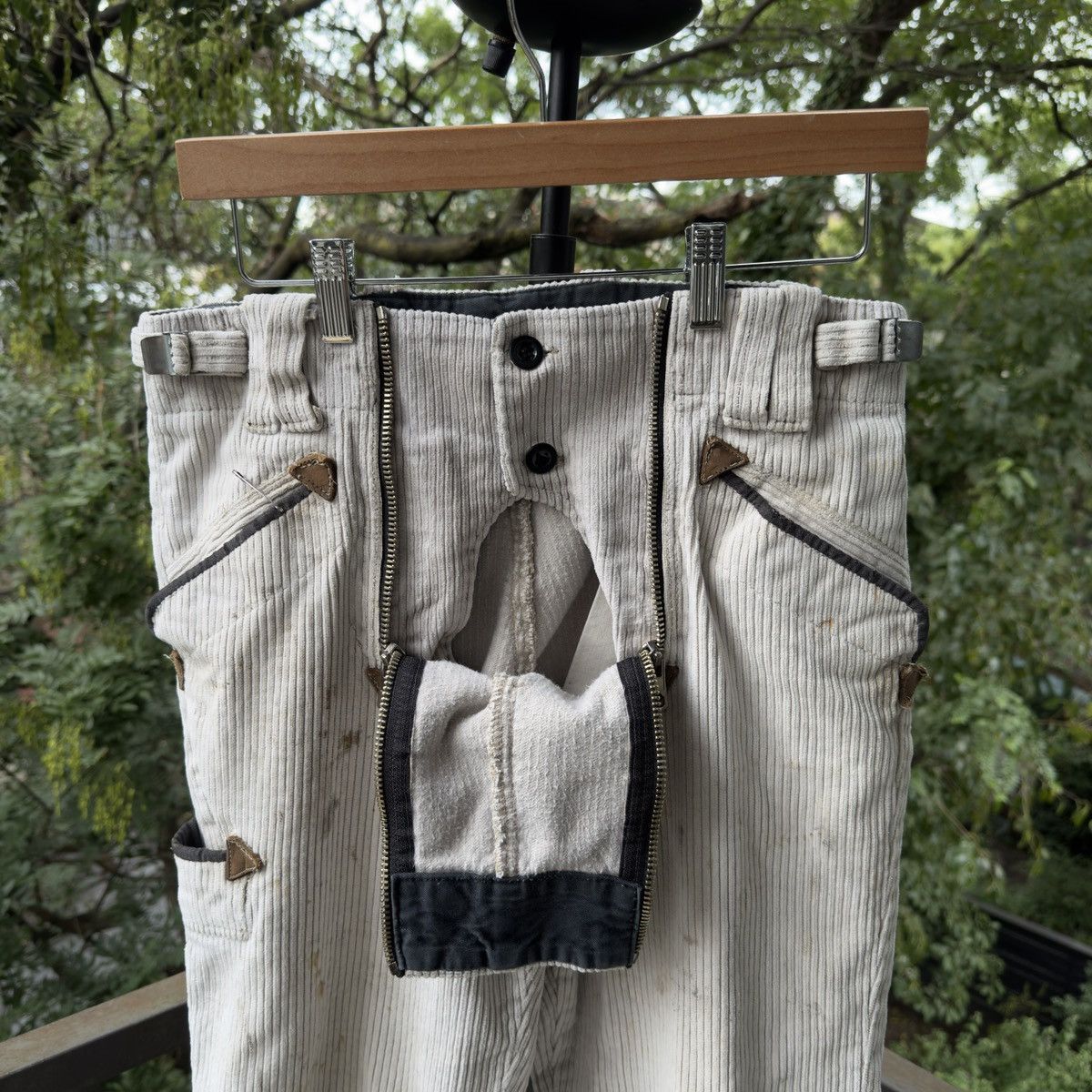 Vintage Thrashed Faded Distressed Corduroy Pants ERD Grunge Biker Size US 32 / EU 48 - 3 Thumbnail