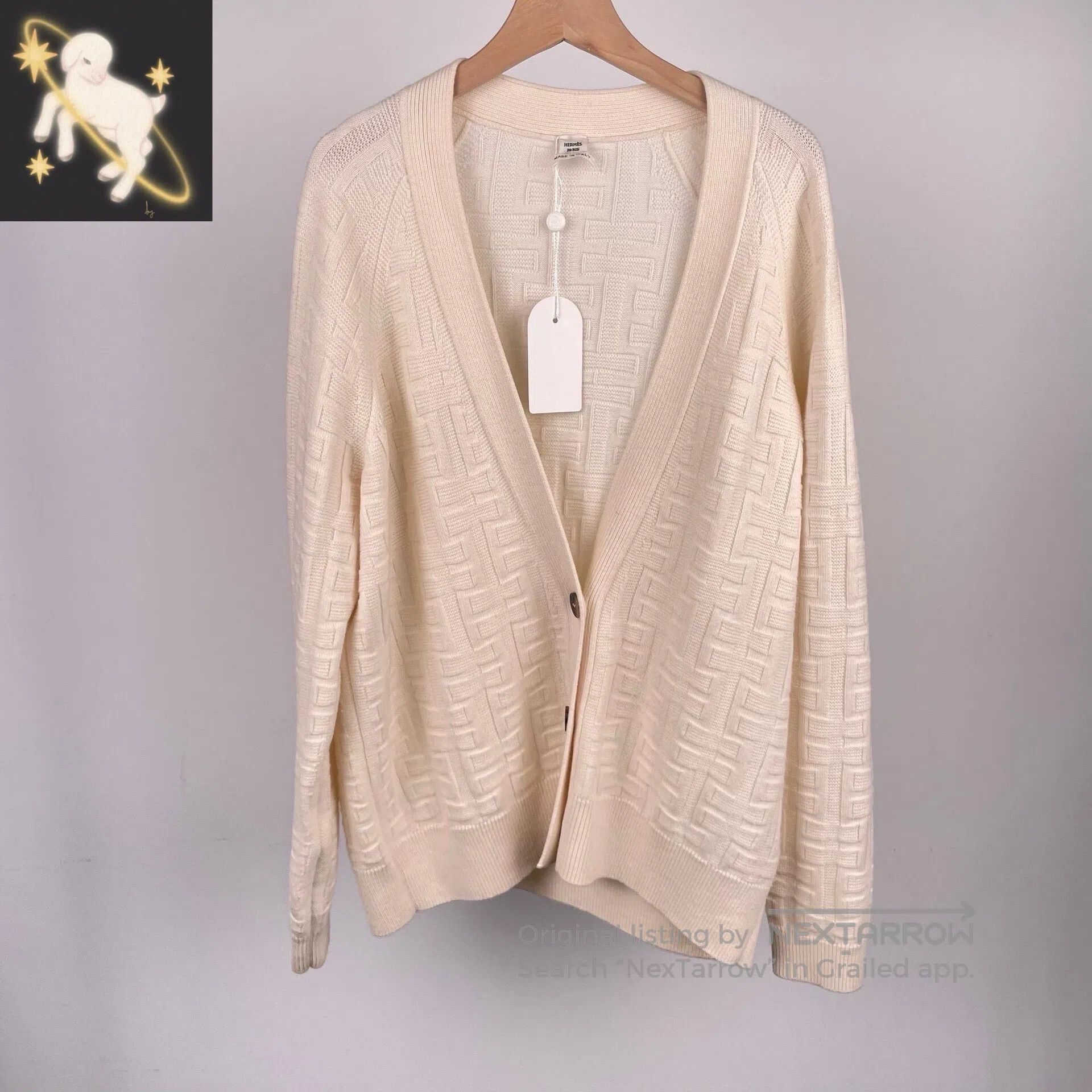 Hermes Hermes White Openwork Cashmere Knit Cardigan Jacket| Size XS / US 0-2 / IT 36-38 - 1 Thumbnail
