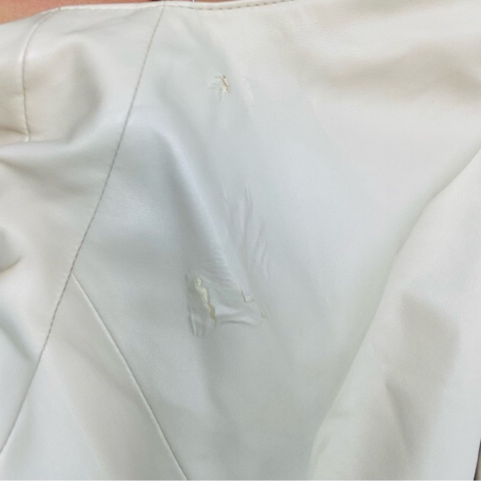 Vintage VINTAGE Cream White Faux Leather Sweater Knit Open Jacket Size S / US 4 / IT 40 - 9 Thumbnail