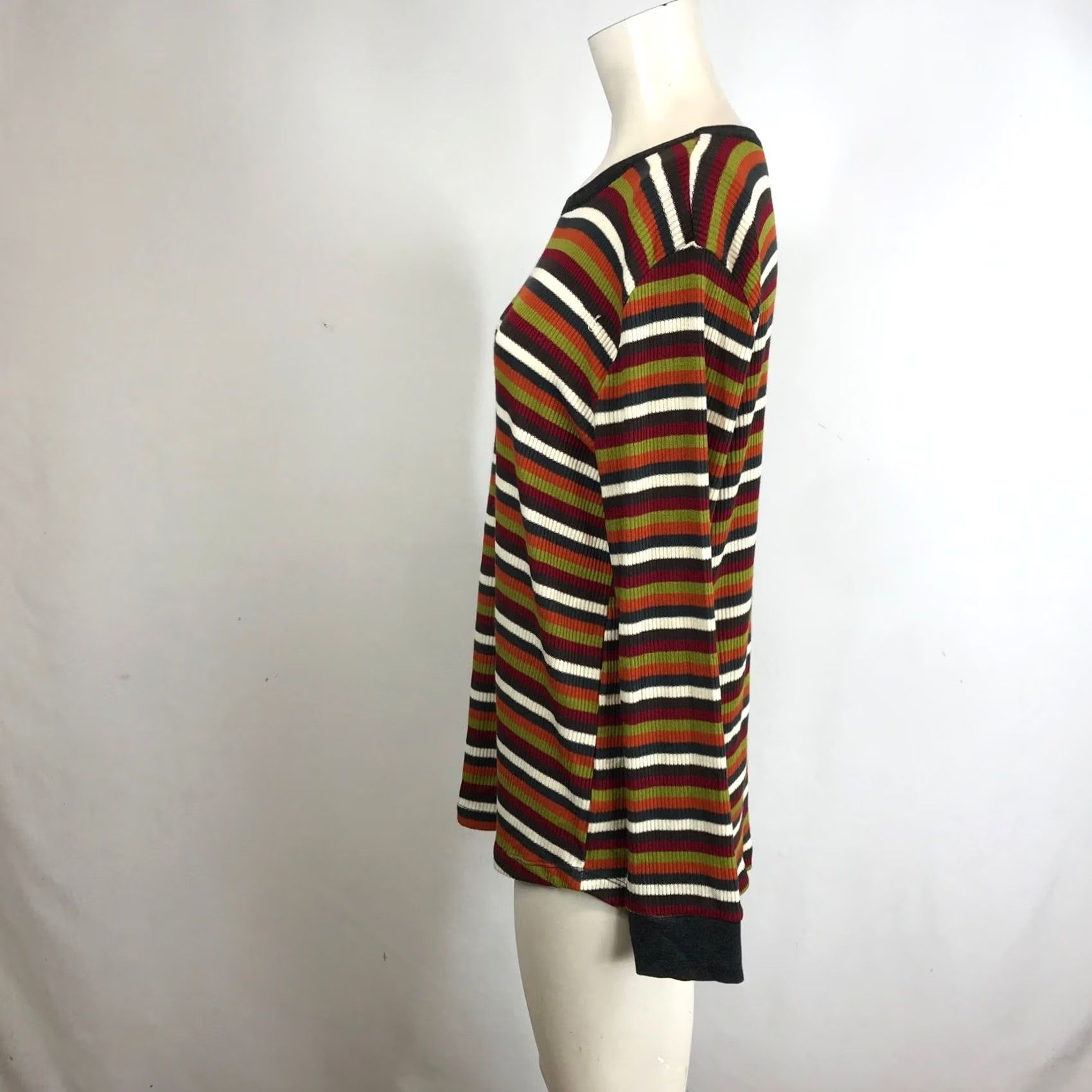 Vintage Staccato Striped Long Sleeve Crew Neck Shirt L Women's Orange Vintage? Size L / US 10 / IT 46 - 6 Thumbnail