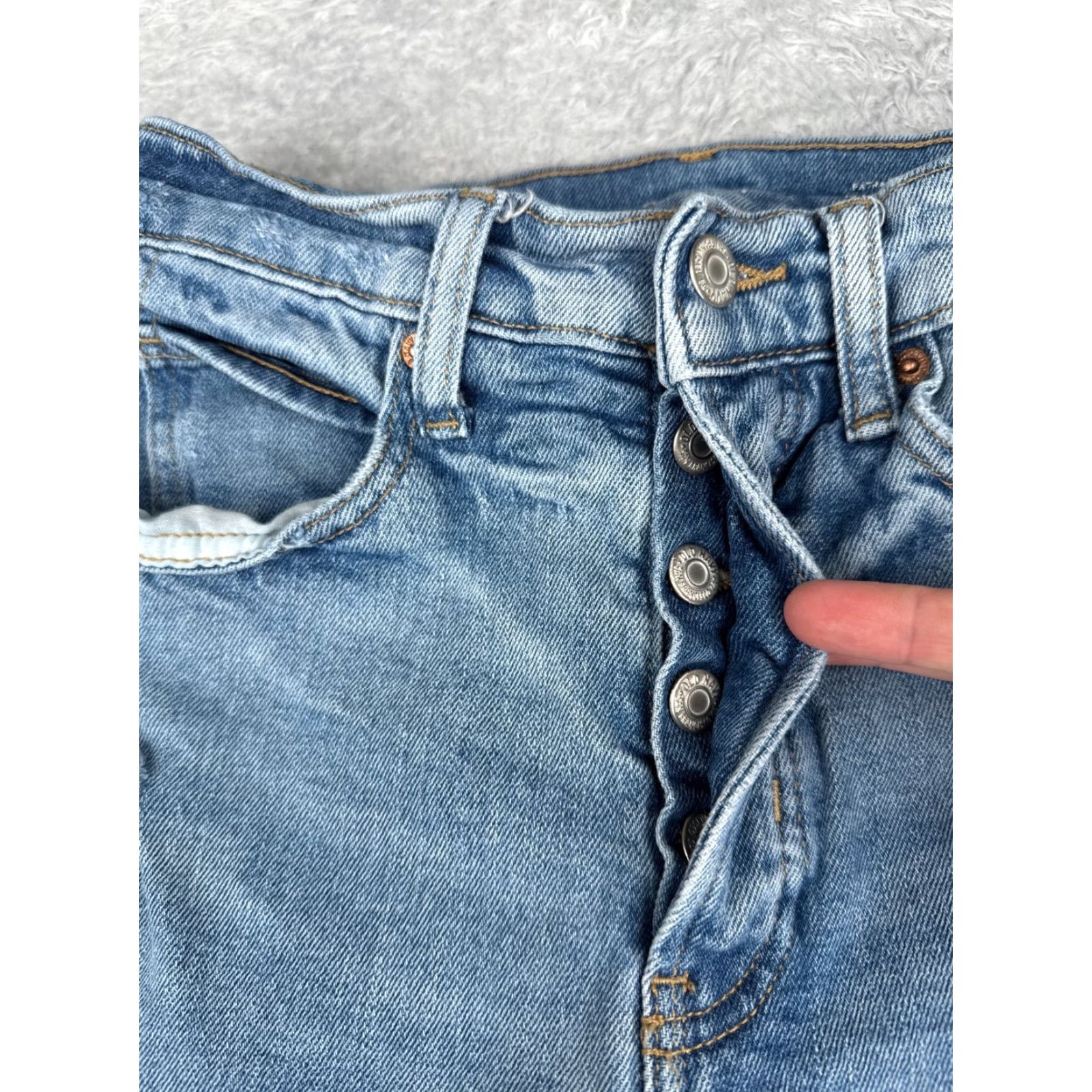 Old Navy VINTAGE: Old Navy Jeans Women 4 Blue Denim Distressed Straight Leg High Rise Cotton 25x28 Size 27" / US 4 / IT 40 - 5 Thumbnail