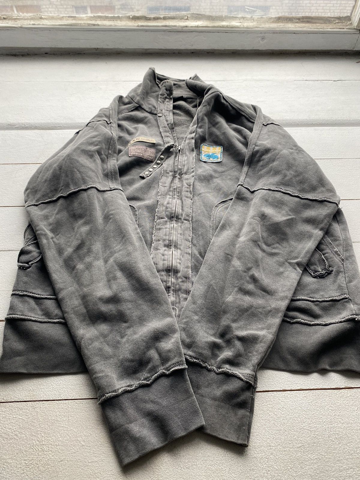 Diesel × If Six Was Nine 🔥90s Diesel Grey Washed Distressed Fabric Zip Sweatshirt Size US L / EU 52-54 / 3 - 7 Thumbnail