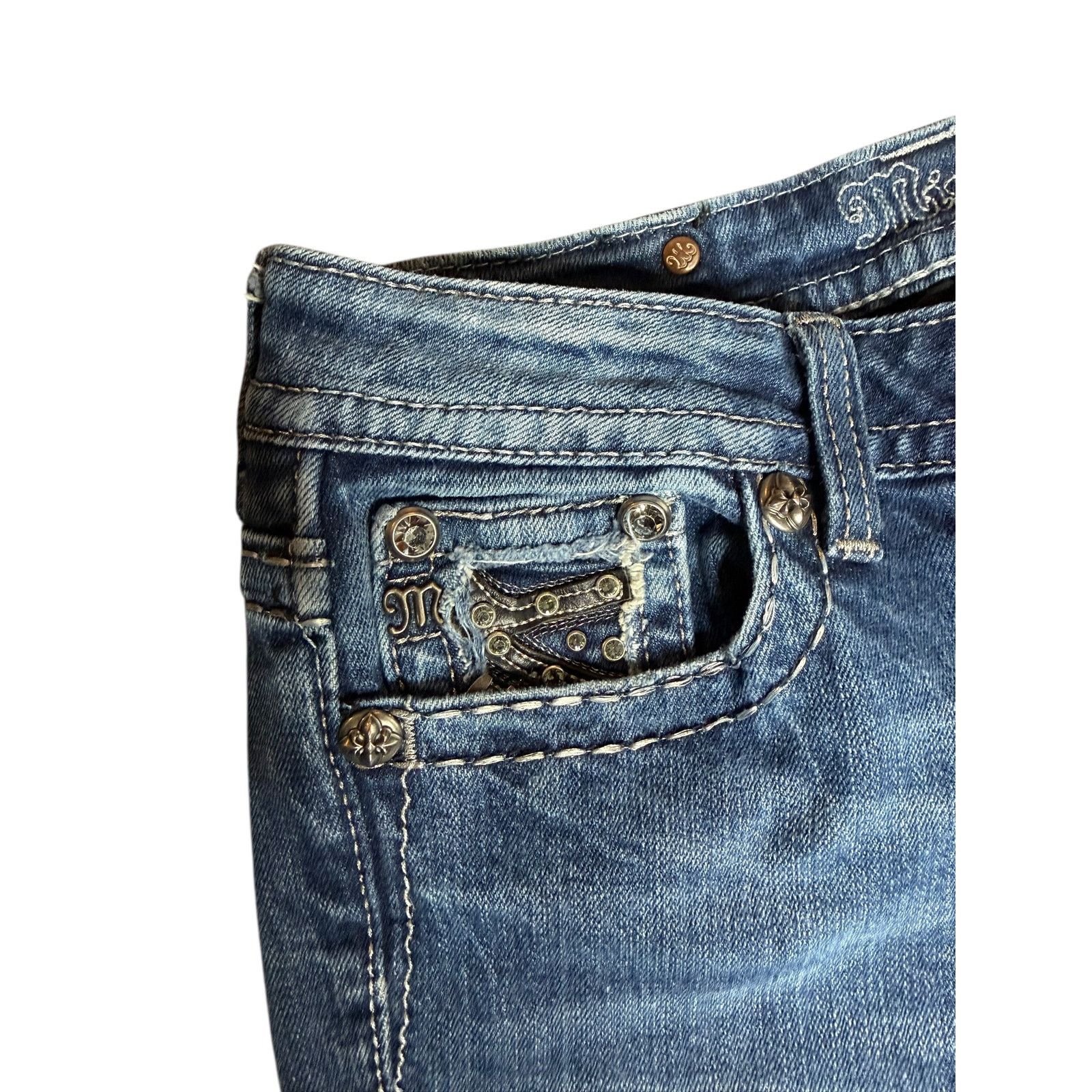Miss Me × Vintage Vintage Y2k Miss Me Rhinestones Skinny Denim Jeans Size 29 Size 29" - 5 Thumbnail