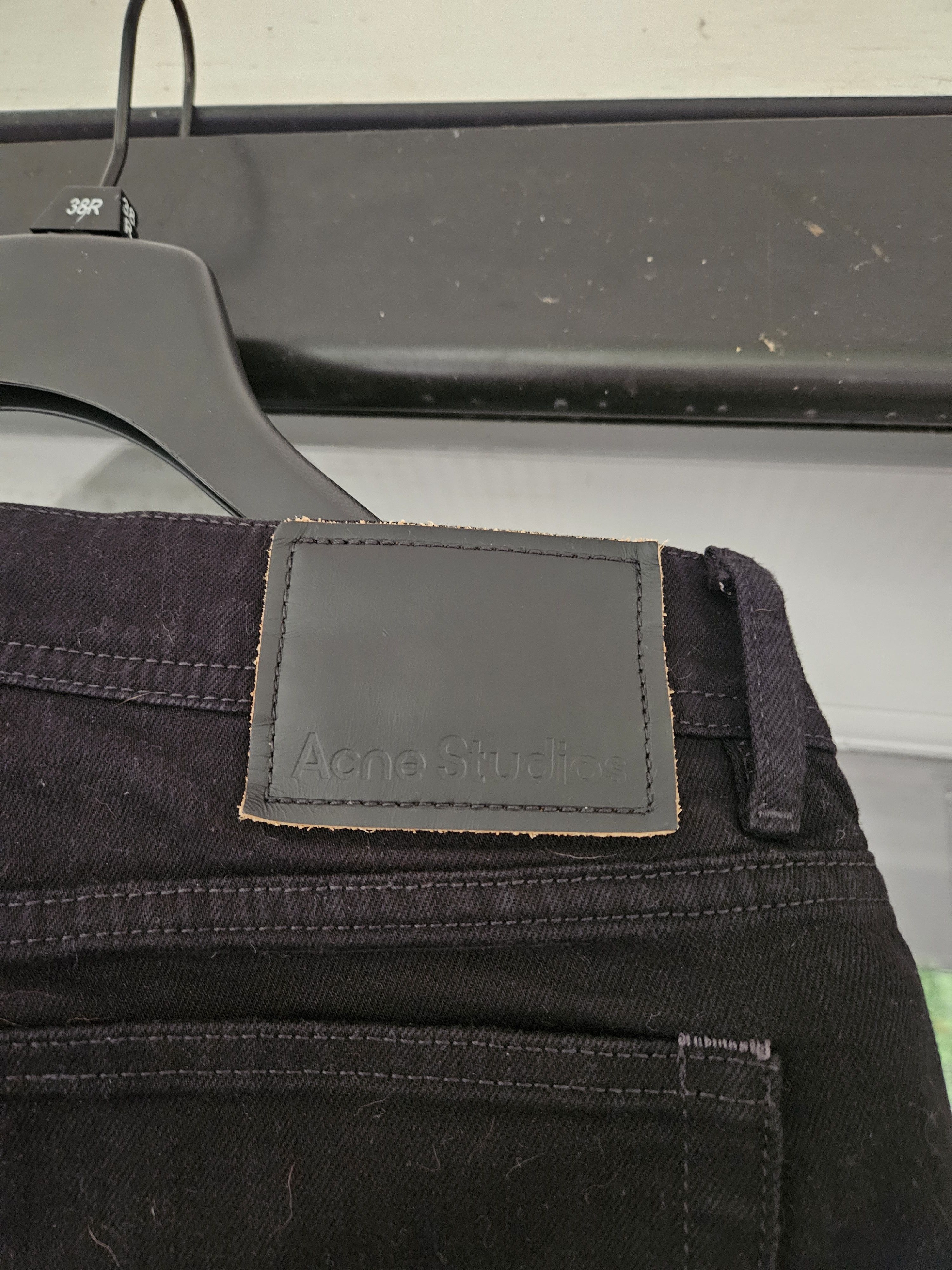 Acne Studios River Stay Black Leather Back Patch Denim Jeans Size US 32 / EU 48 - 6 Thumbnail