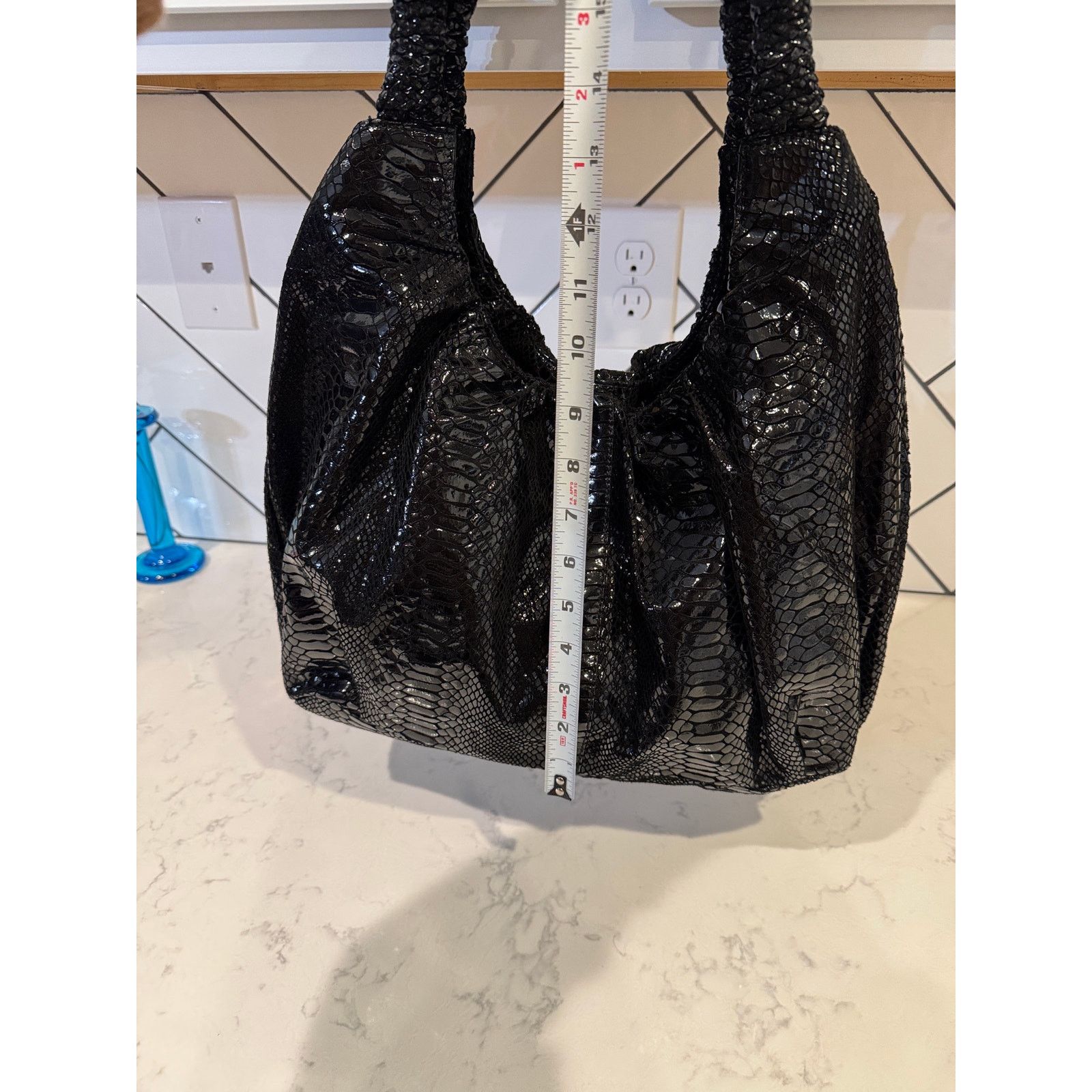 Other Vintage Perlina Y2K black snake skin leather large hobo bag Size ONE SIZE - 9 Thumbnail