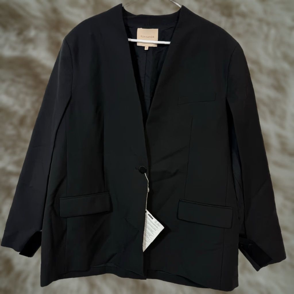 ROKSANDA Roksanda Blazer Sport Coat Womens 14 UK 18 Black Wool Blend Open Sleeves 3/4 Lined Wool Blend Black 14 Womens Blazer Sports Occasion 90s Style Womens Size XL / US 12-14 / IT 48-50 - 1 Thumbnail