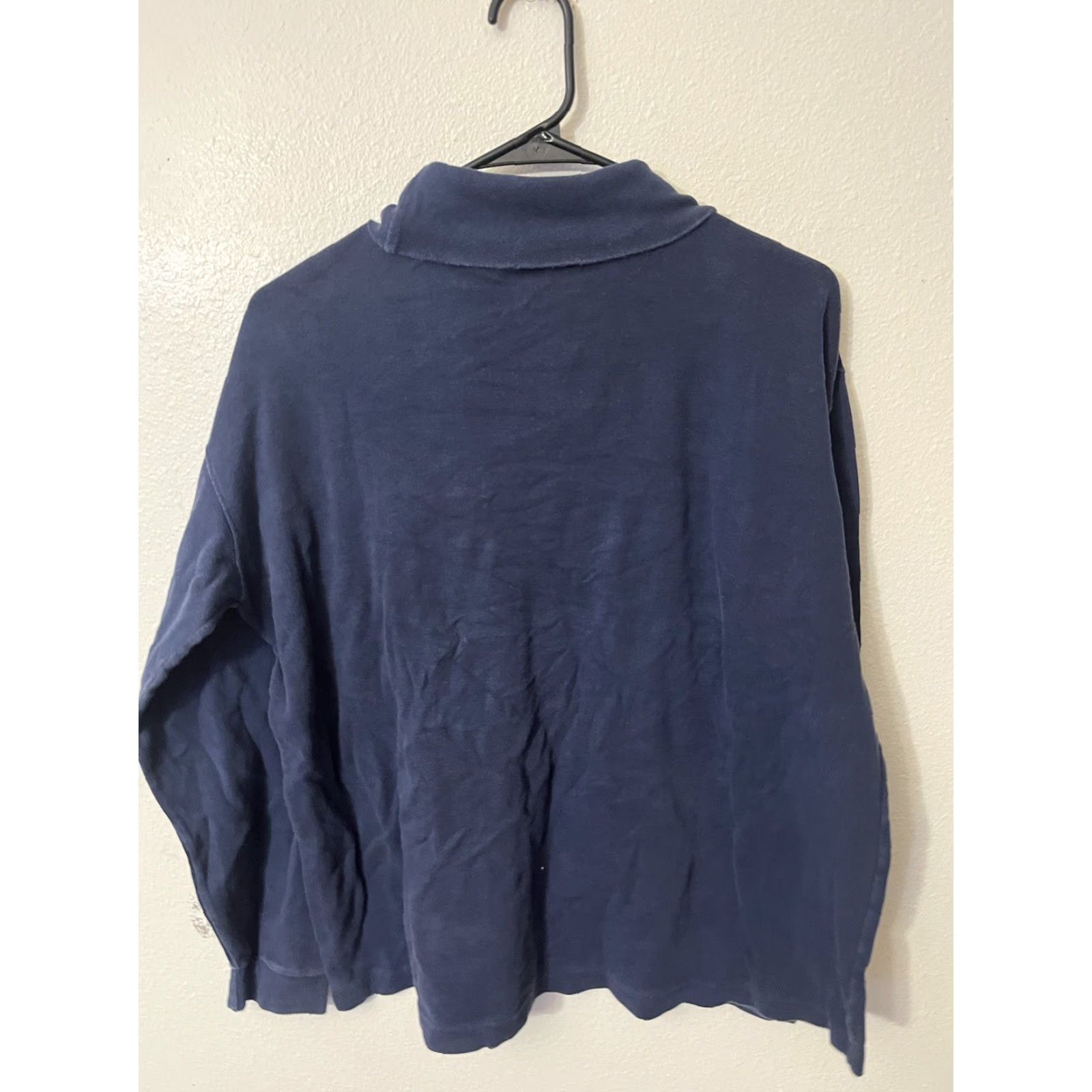 American Eagle Outfitters VINTAGE American Eagle Mens Sweater L Classic Cotton Navy Blue Mock Neck 1/4 Zip Pullover Size US L / EU 52-54 / 3 - 2 Thumbnail