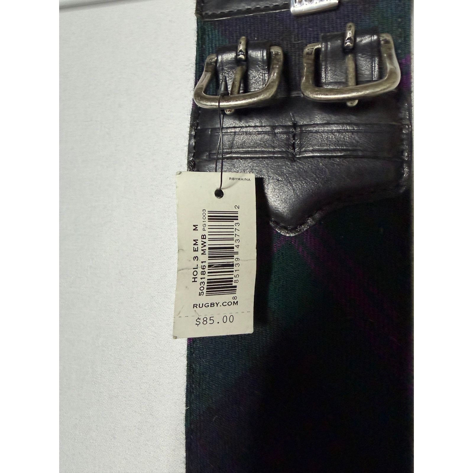 Rugby Ralph Lauren New Rugdy Polo Ralph Lauren green purple wide plaid Belt M Size ONE SIZE - 3 Thumbnail