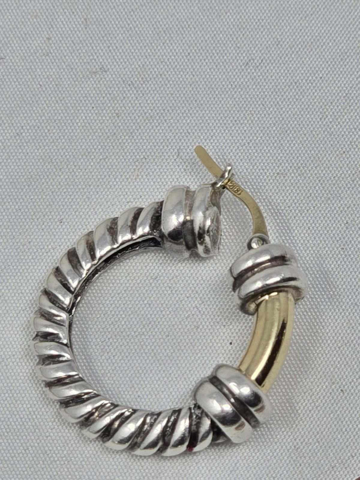 Other 925 Sterling Silver 18K Gold Cable Choker + Huggie Set Size ONE SIZE - 5 Thumbnail