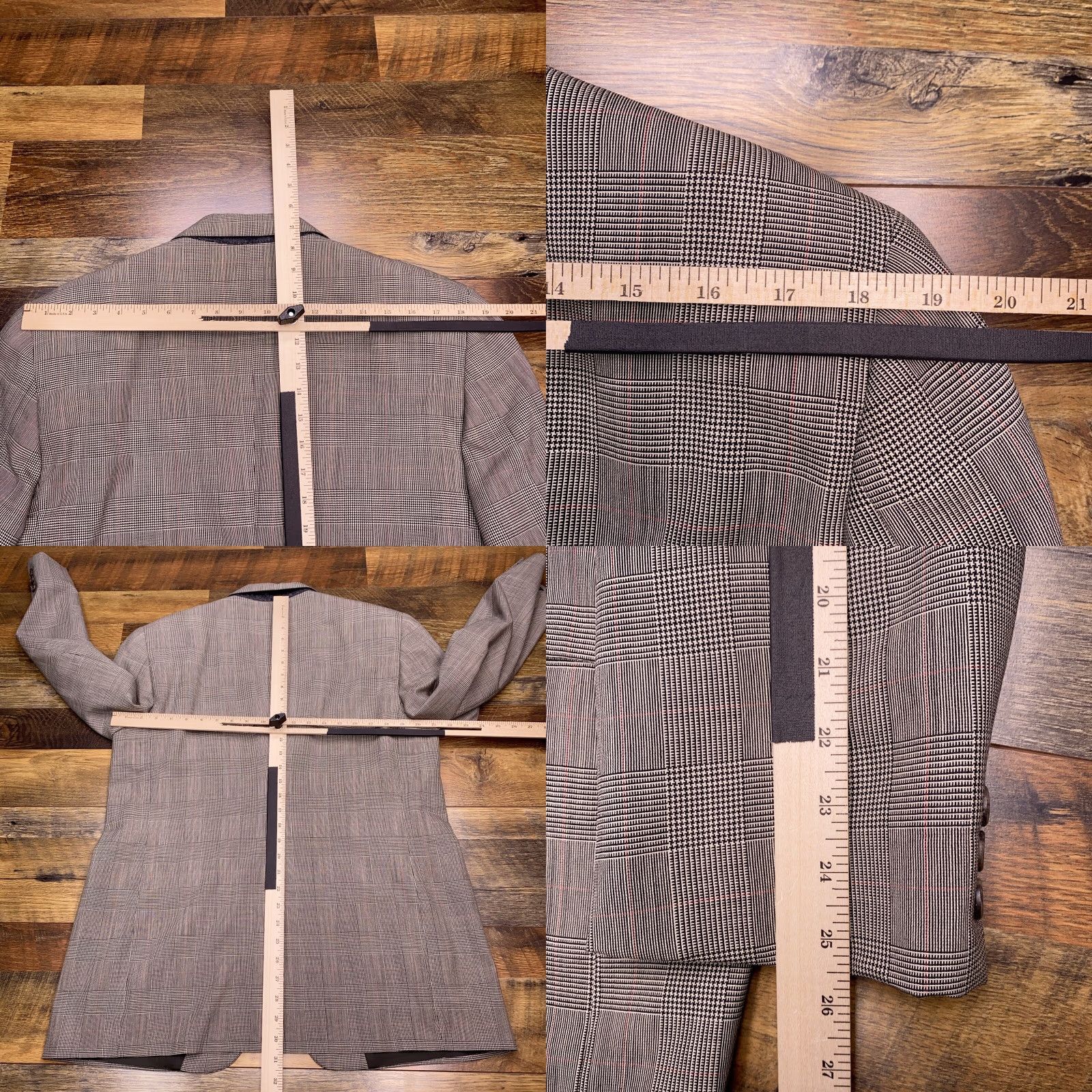 Brooks Brothers VINTAGE Brooks Brothers Blazer 41R Gray Houndstooth Wool Sport Coat Mens Jacket Single-Breasted Two-Button Notch Lapel Plaid Regular Fit Long Coat Size 42R - 9 Thumbnail