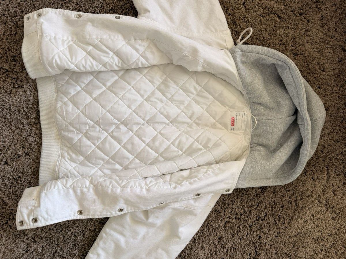 Supreme Supreme Hooded Twill Varsity Jacket M White Size US M / EU 48-50 / 2 - 3 Thumbnail