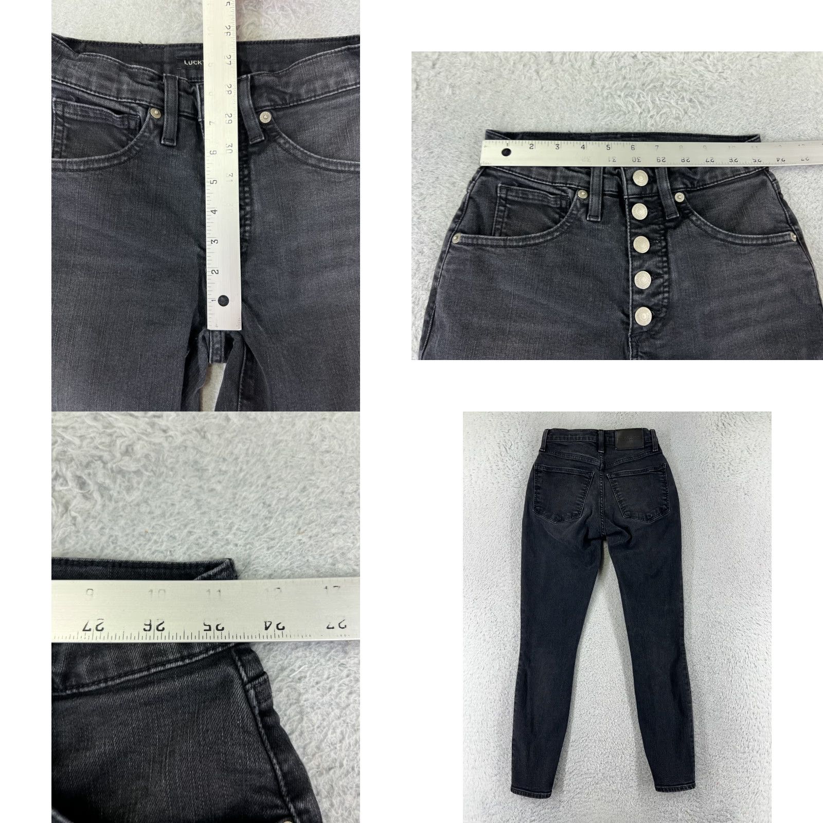 Lucky Brand Lucky Brand Jeans Womens 00 Black Denim Skinny Tapered Mid Rise 5-Pocket Cotton Stretch Size 24" / US 00 / IT 34 - 9 Thumbnail