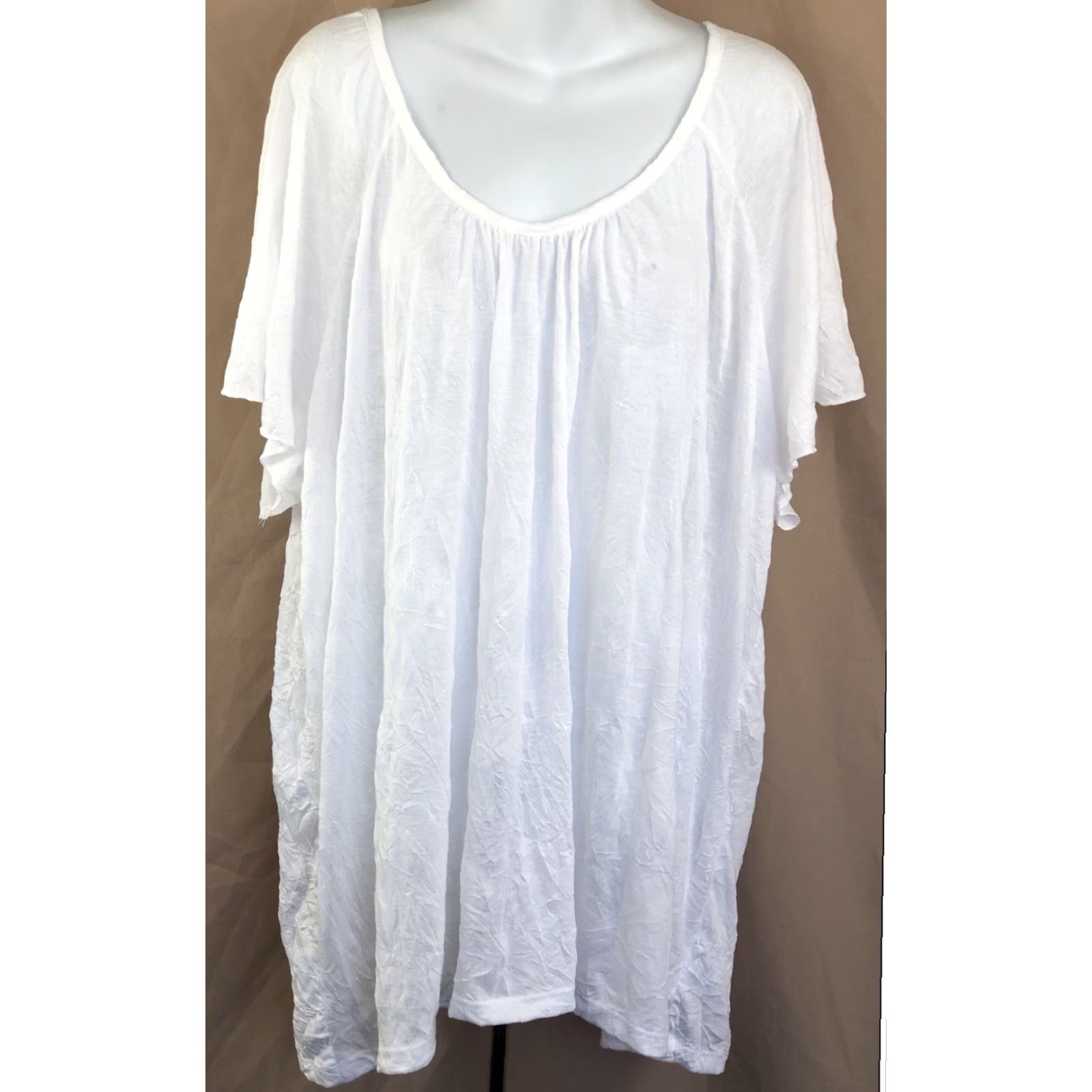 Faded Glory Faded Glory NWT Scrunch Tee White Lace Back Scoop Neck Short Sleeve Plus 28W Shirt Womens Size 4XL / US 24-26 - 6 Thumbnail