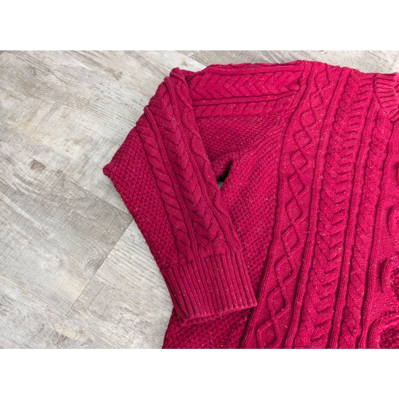 Vintage VINTAGE LL Bean Bean’s Heritage Soft Cotton Fisherman Sweater Crewneck Donegal Red XL Size US XL / EU 56 / 4 - 4 Thumbnail