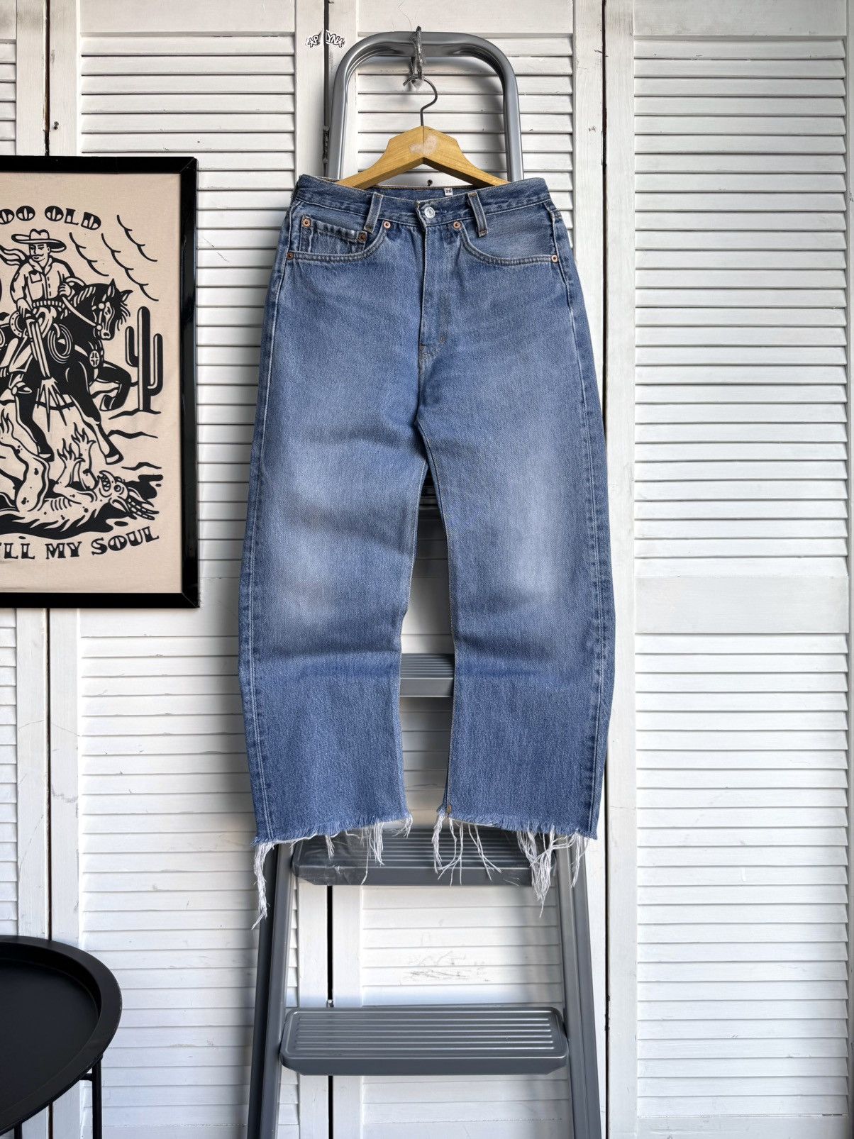 Levi's Vintage Levi’s 501 Rework Distressed Light Blue Wash Jeans Size US 26 / EU 42 - 2 Thumbnail