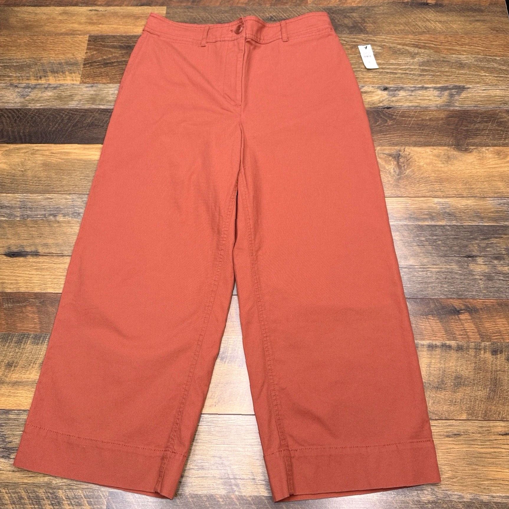 Talbots Talbots Red Wide-Leg Crop Chino Pants Womens 6 High Rise Stretch Regular 24 in Inseam Cotton Spandex Logo Zip Size 28" / US 6 / IT 42 - 2 Thumbnail