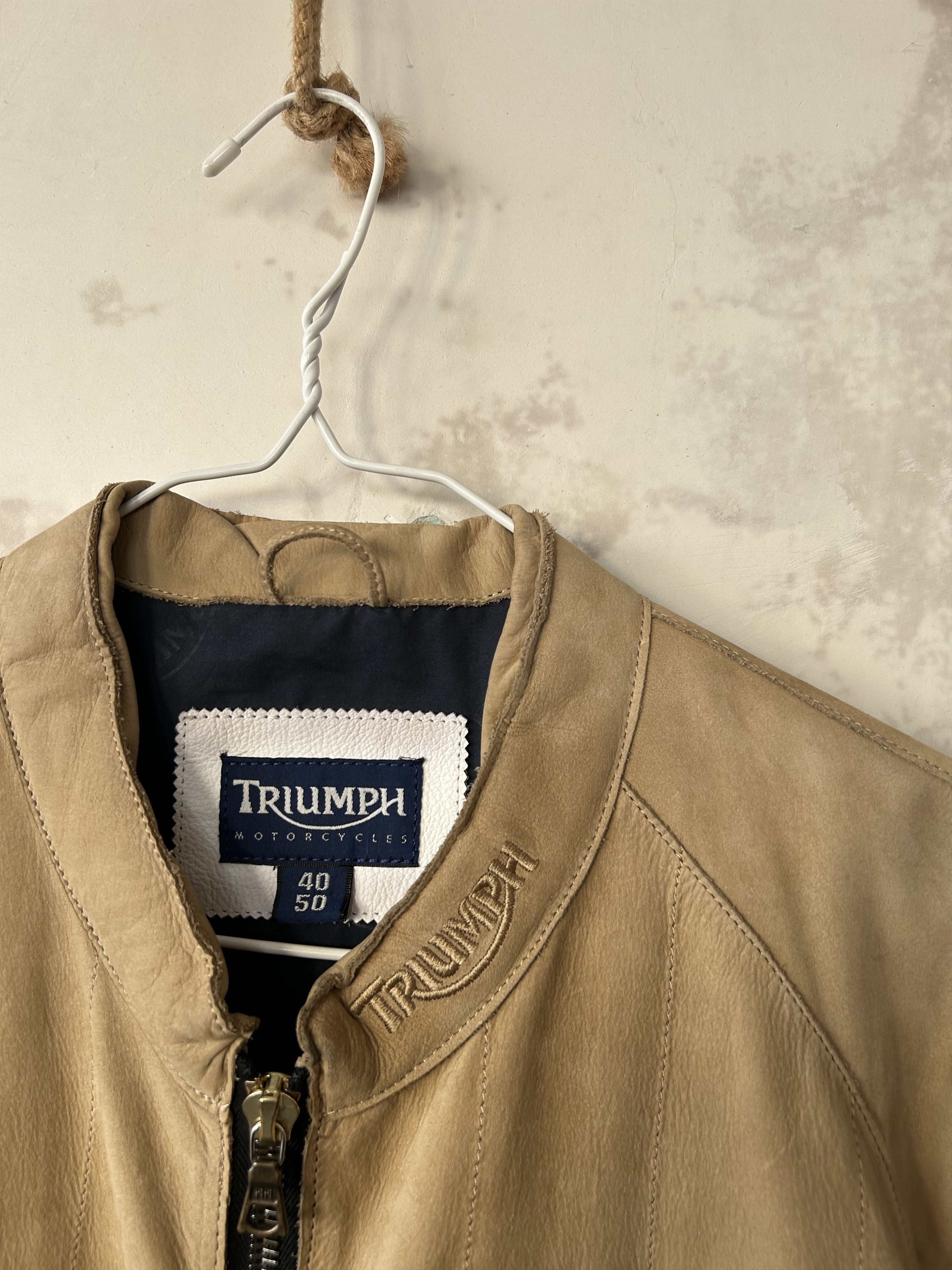 Genuine Leather Triumph Vintage Motorbike Motorcycle Racing Biker Jacket Size M / US 6-8 / IT 42-44 - 4 Thumbnail