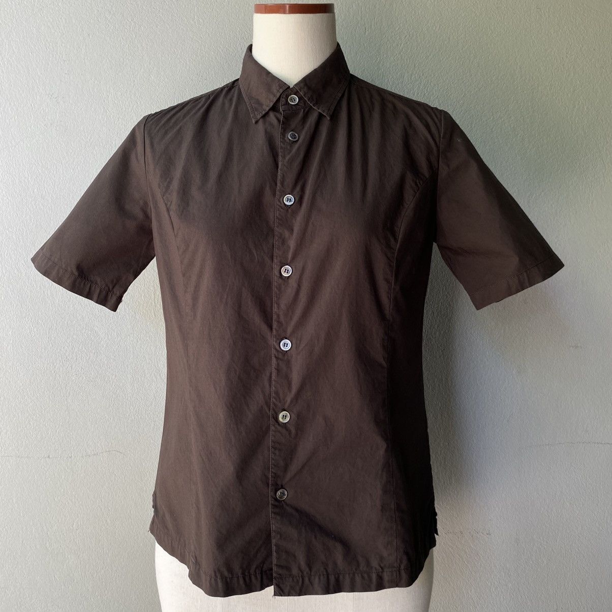 Sunao Kuwahara I.S. Sunao Kuwahara Brown Short Sleeve Button-Up Shirt Size M / US 6-8 / IT 42-44 - 4 Thumbnail