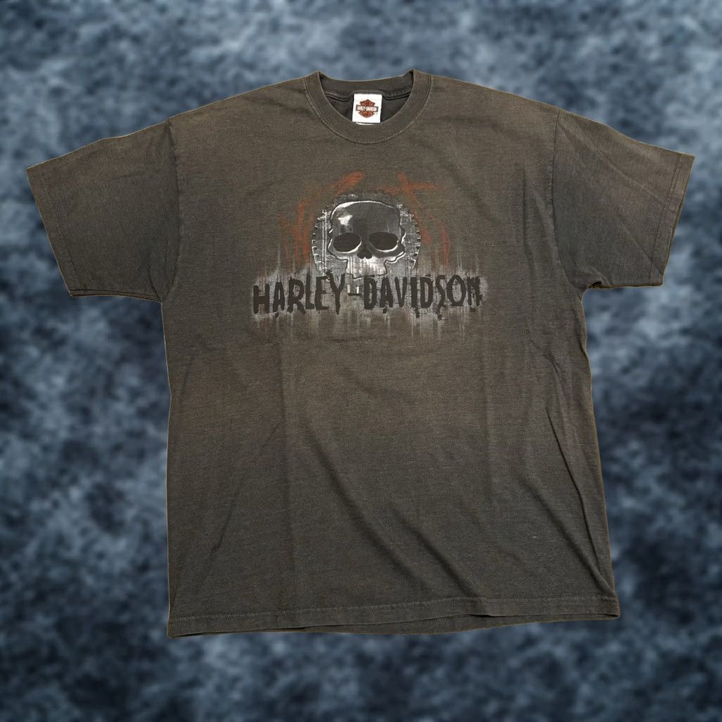 Harley Davidson Harley-Davidson Shirt XL Gray Skeleton Skull Double-Sided Vtg USA Men Crew Neck Short Sleeve Midwest Chicago Size US XL / EU 56 / 4 - 1 Thumbnail