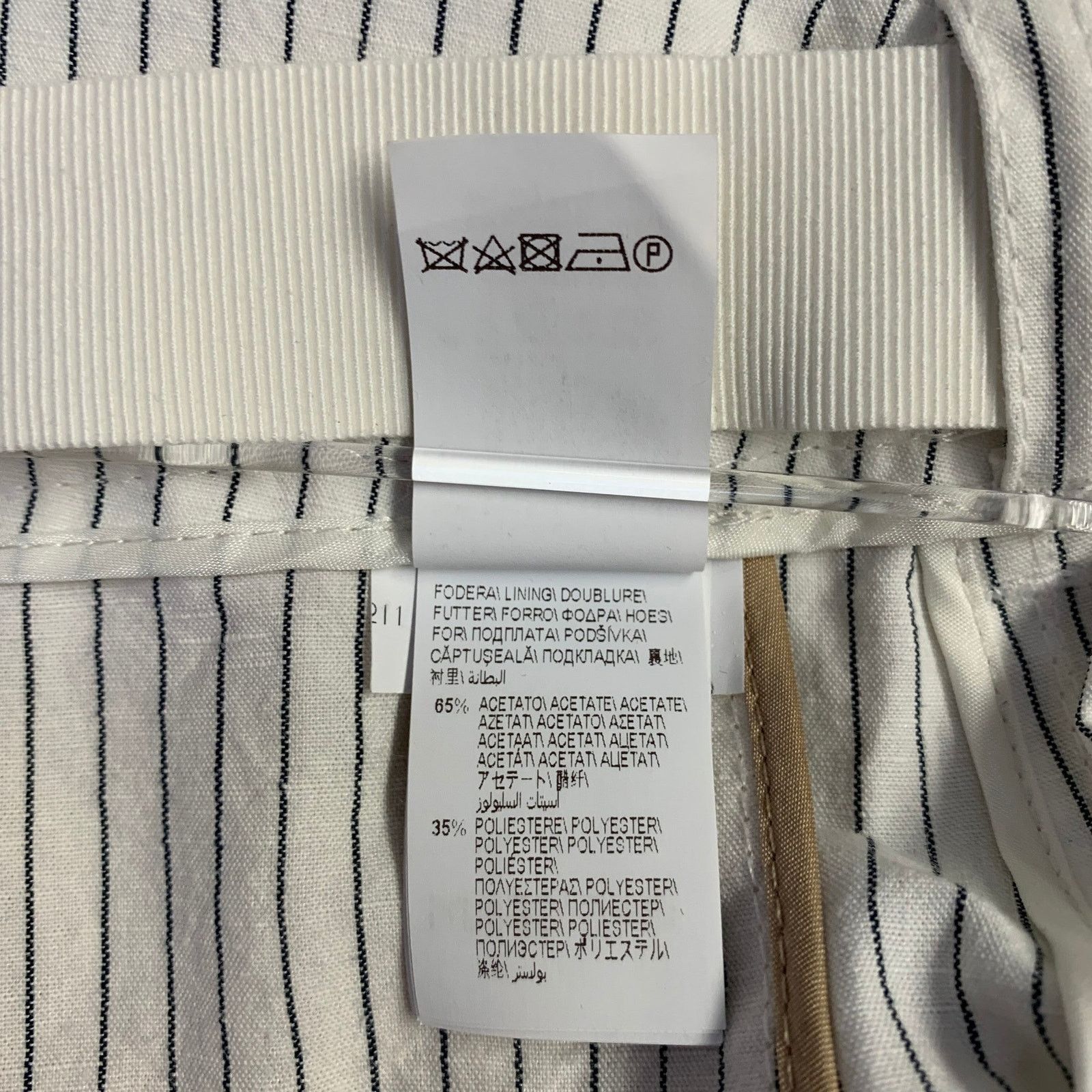Brunello Cucinelli 8 White Black Cotton Linen Pinstripe Wide Leg Belted Shorts Size 30" / US 8 / IT 44 - 7 Thumbnail