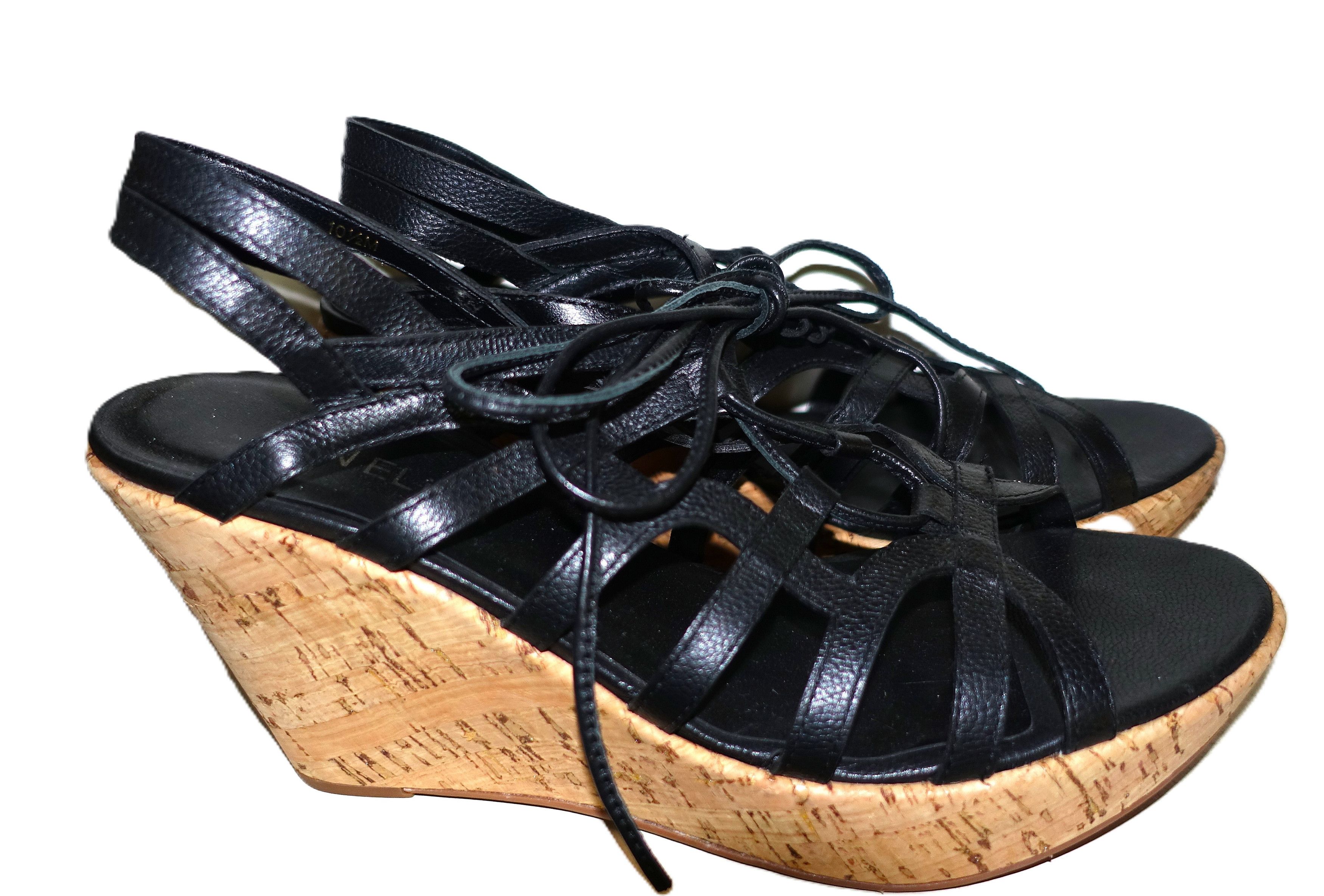VANELI Vaneli Black Tie Up Cork Wedge Sandals 10.5 Size US 10.5 / IT 40.5 - 1 Thumbnail