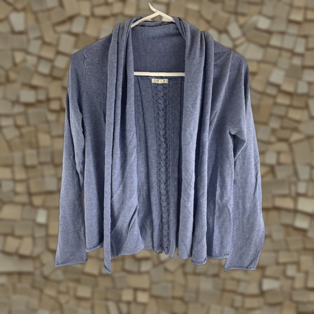 Vintage Maurices Sweater Women Cardigan Open Cable-Knit Back Woven Detail Blue Size S Size S / US 4 / IT 40 - 1 Thumbnail
