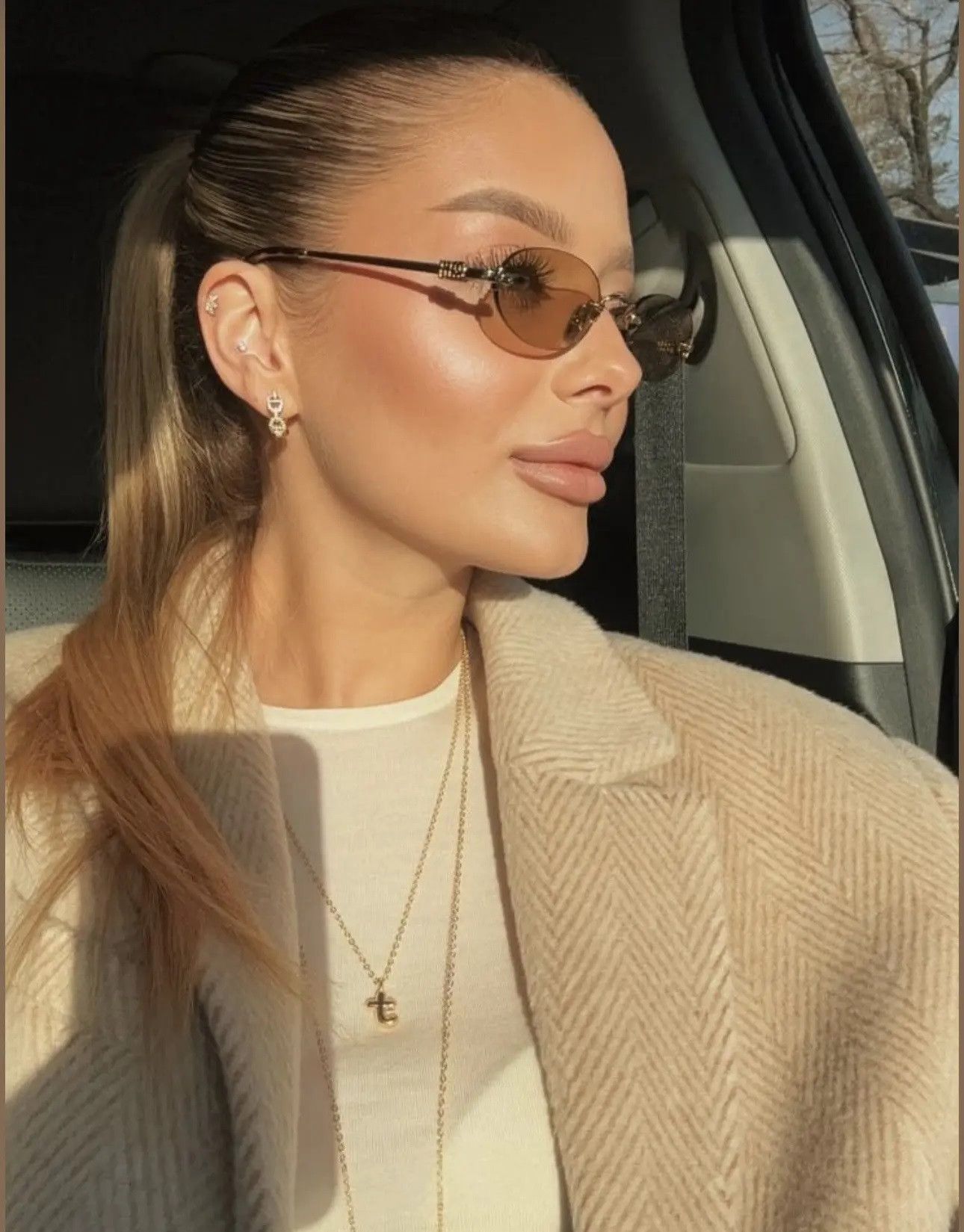 Miu Miu Miu Miu Women Sunglasses Oval MUA54S ZVN10R NEW AUTHENTIC Size ONE SIZE - 12 Thumbnail
