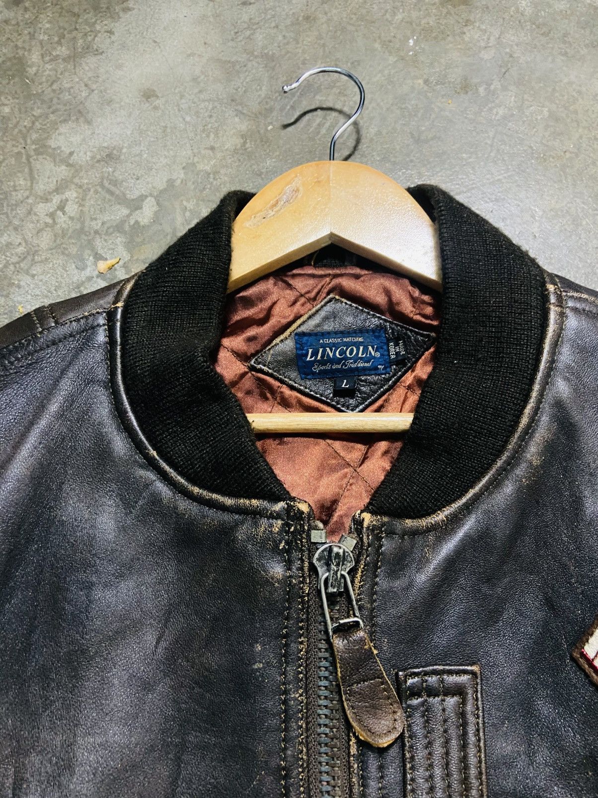 Genuine Leather Vintage Lincoln Sheepskin Leather Bomber Jacket Size US L / EU 52-54 / 3 - 7 Thumbnail