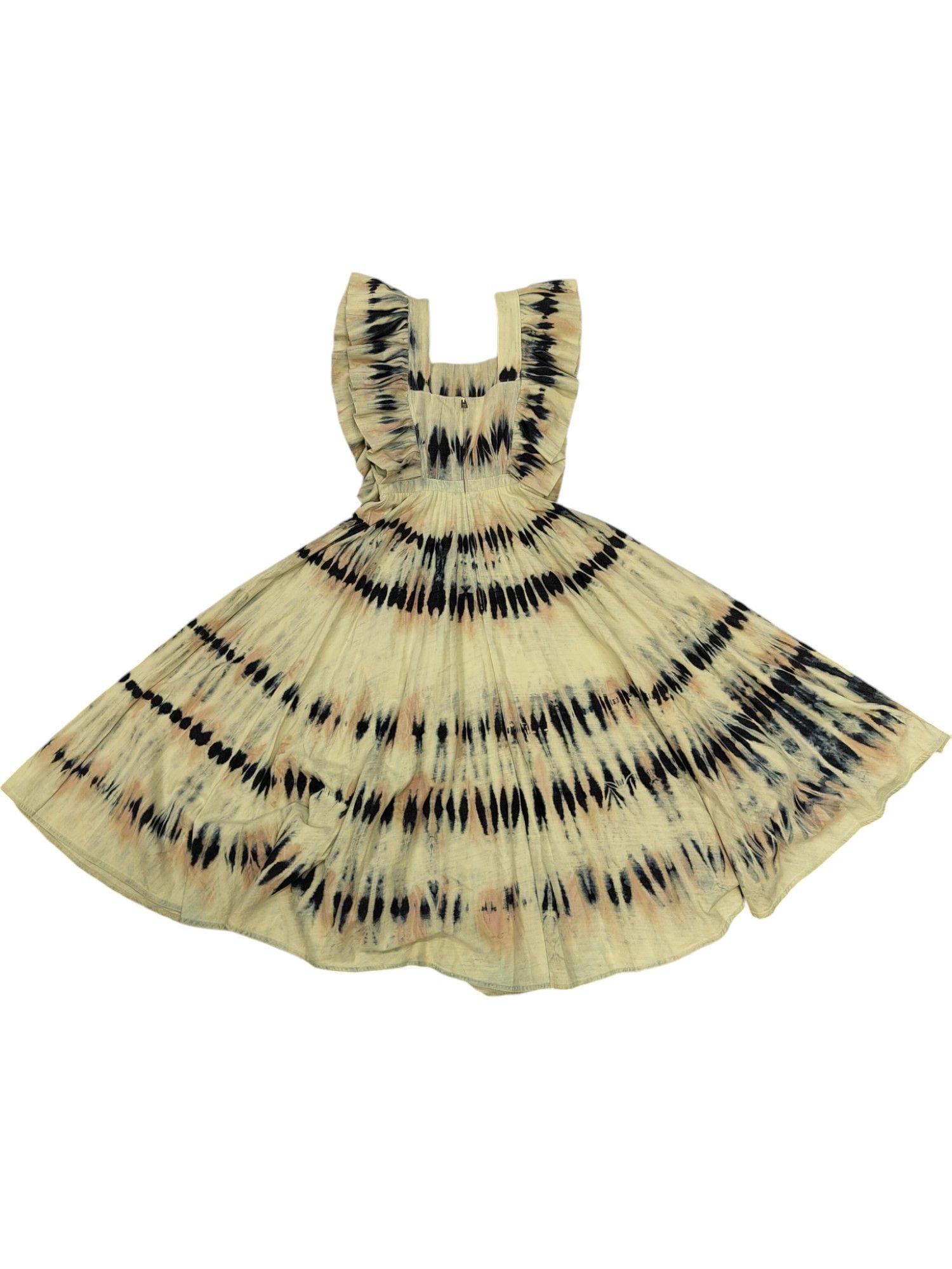 Dior Denim Tie-Dyed Print Midi Dress With Ruffles Detail Size XS / US 0-2 / IT 36-38 - 2 Thumbnail