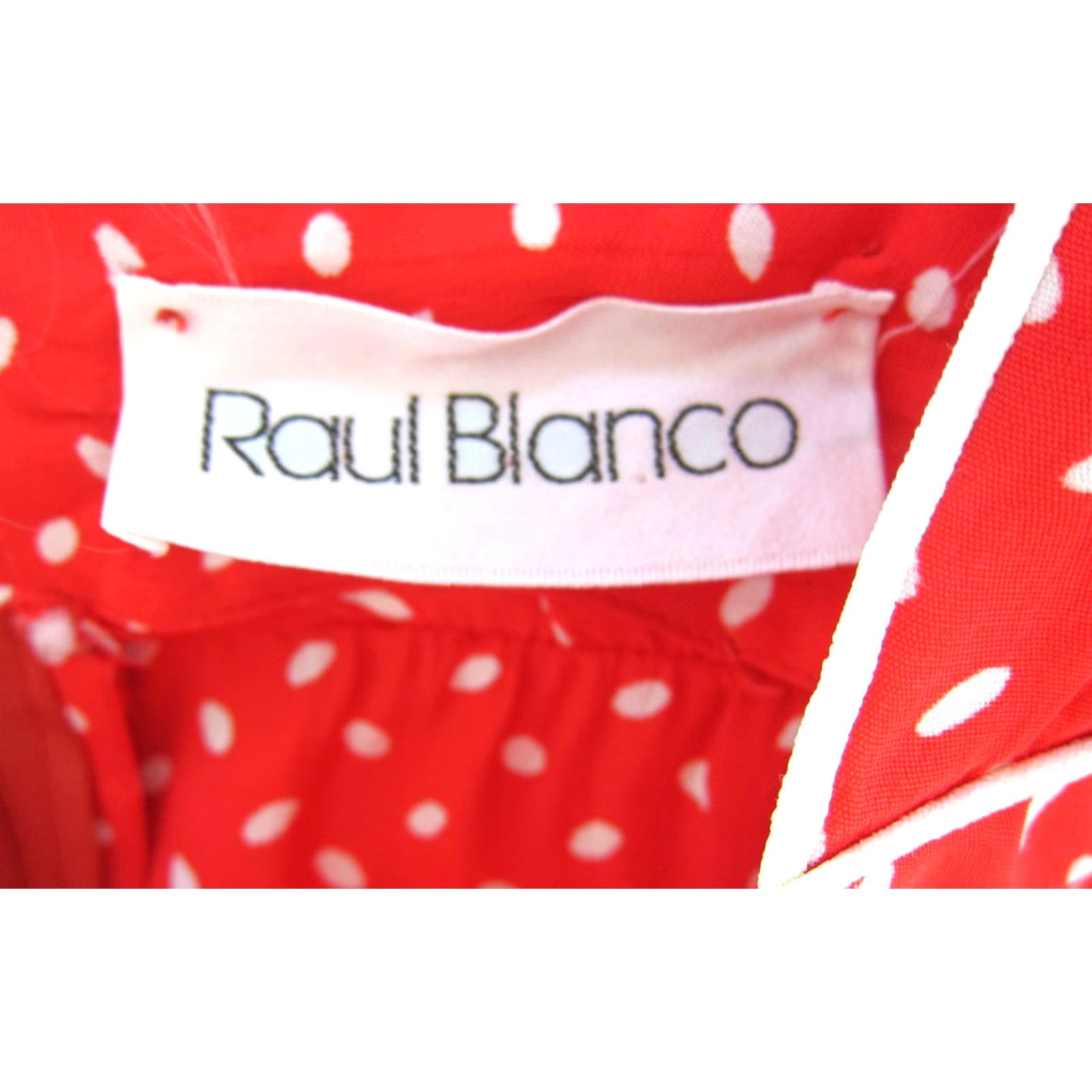 Vintage VTG Raul Blanco 80's Rayon Red White Polka Dot Long Sleeve Midi Dress M-L Dress Size XL / US 12-14 / IT 48-50 - 3 Thumbnail