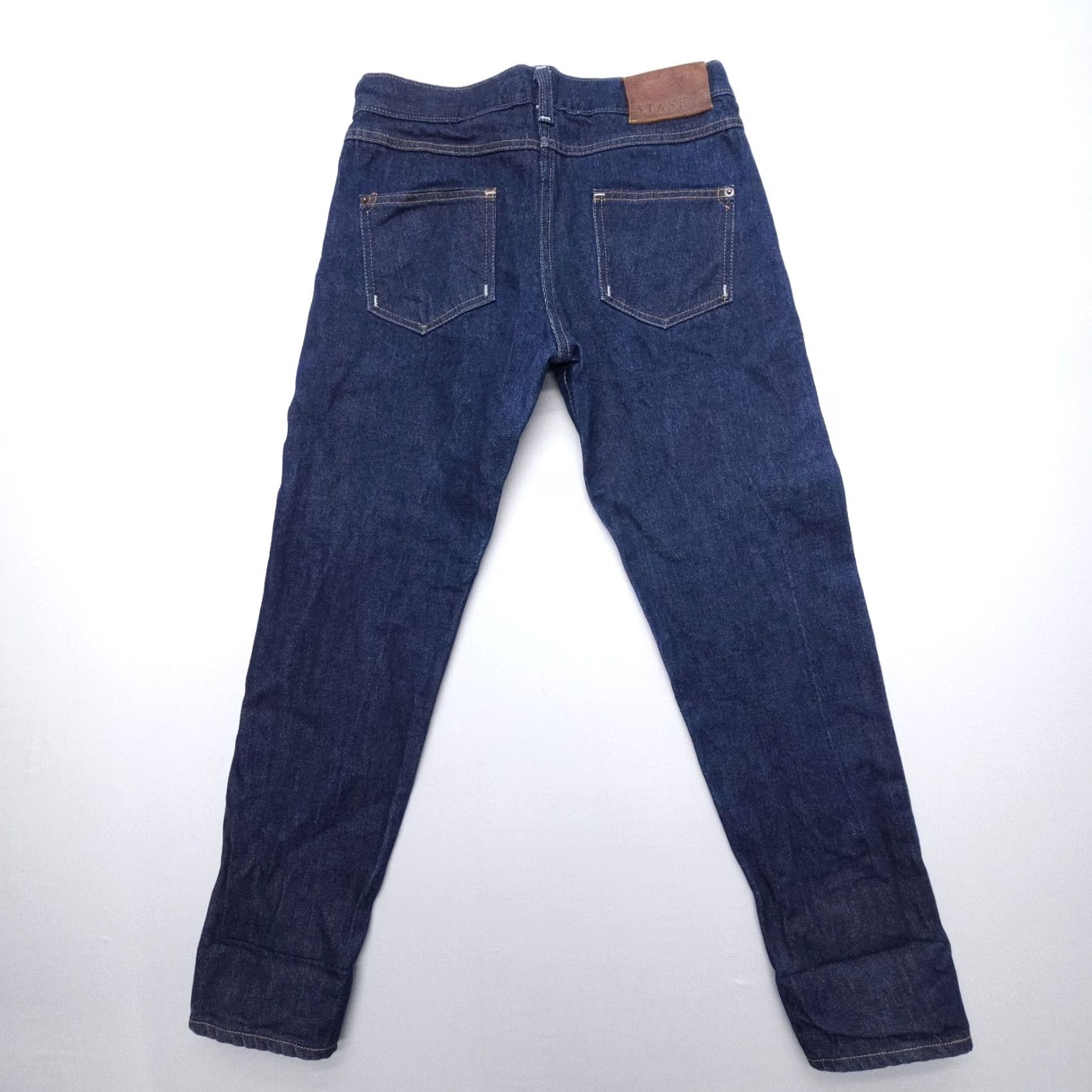 Denime Stash Jeans Adult 29 x 28" Dark Wash Raw Denim USA Made Slim Tapered 5-Pocket Blue Denim Men Regular 29in Inseam Jeans Size US 29 - 3 Thumbnail