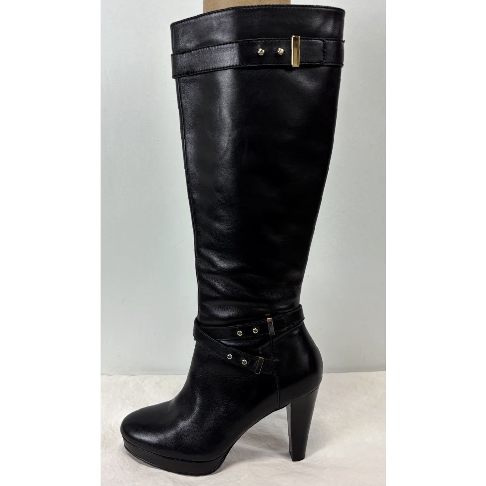 Cole Haan VINTAGE? No. Cole Haan Air Cara Leather Heel Boots Women’s 6.5 B Knee High Studded Black Zip Heeled Boot Womens City 90s? Size US 7 / IT 37 - 2 Thumbnail